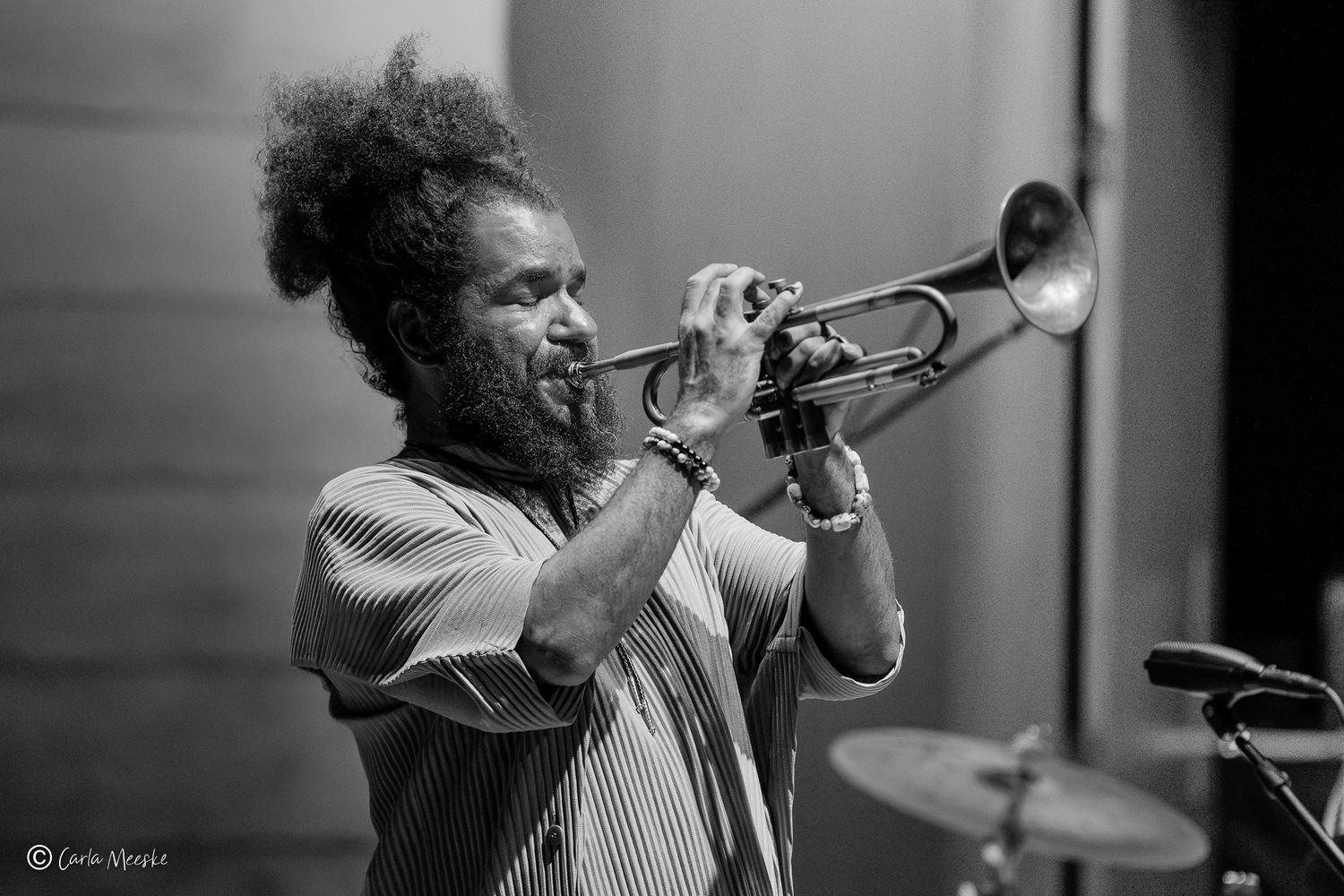 Ashlin Parker plays jazz trumpet on The MIM stage, with The Nash Collective, Phoenix, Arizona