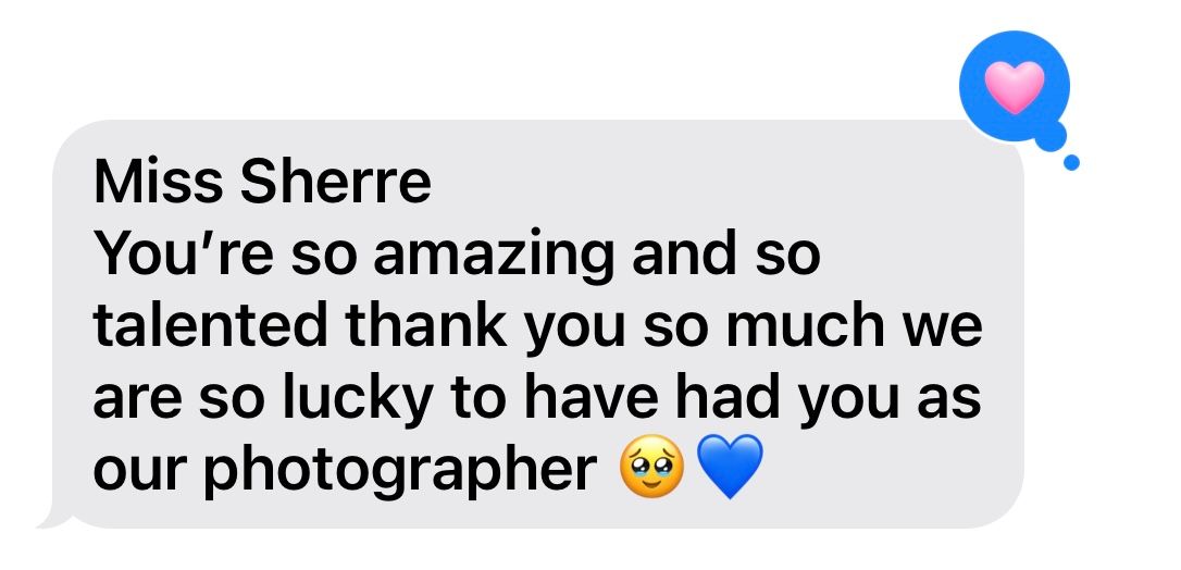 Social media comments expressing gratitude and appreciation to a photographer named Miss Sherre.