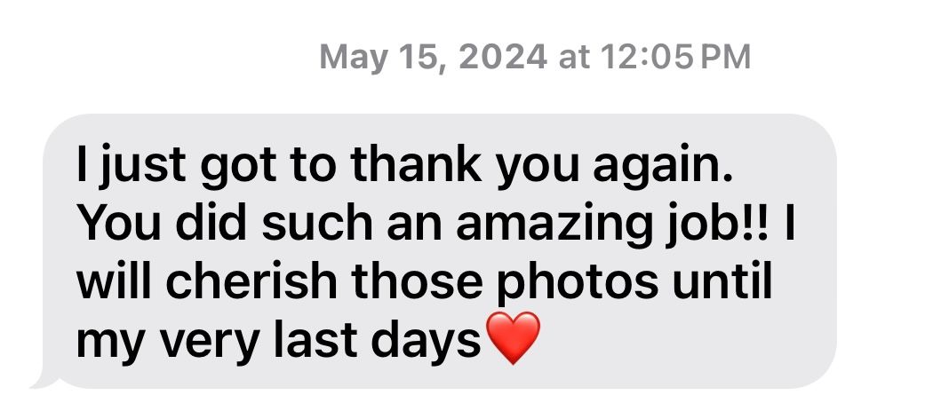 Three text message bubbles showing a gratitude-filled conversation between two people.