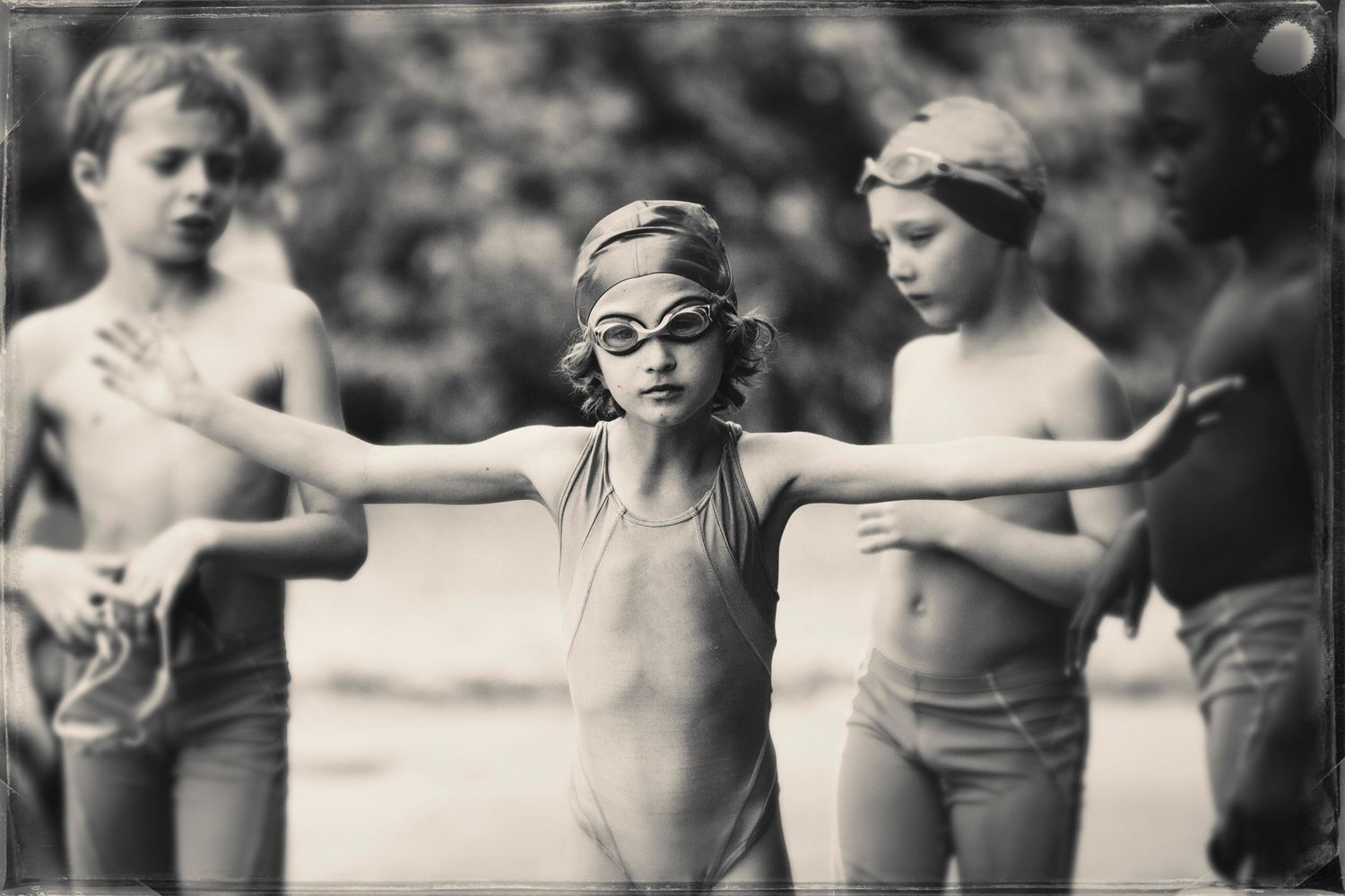young girl, caucasian, swimmer, practice, copenhagen