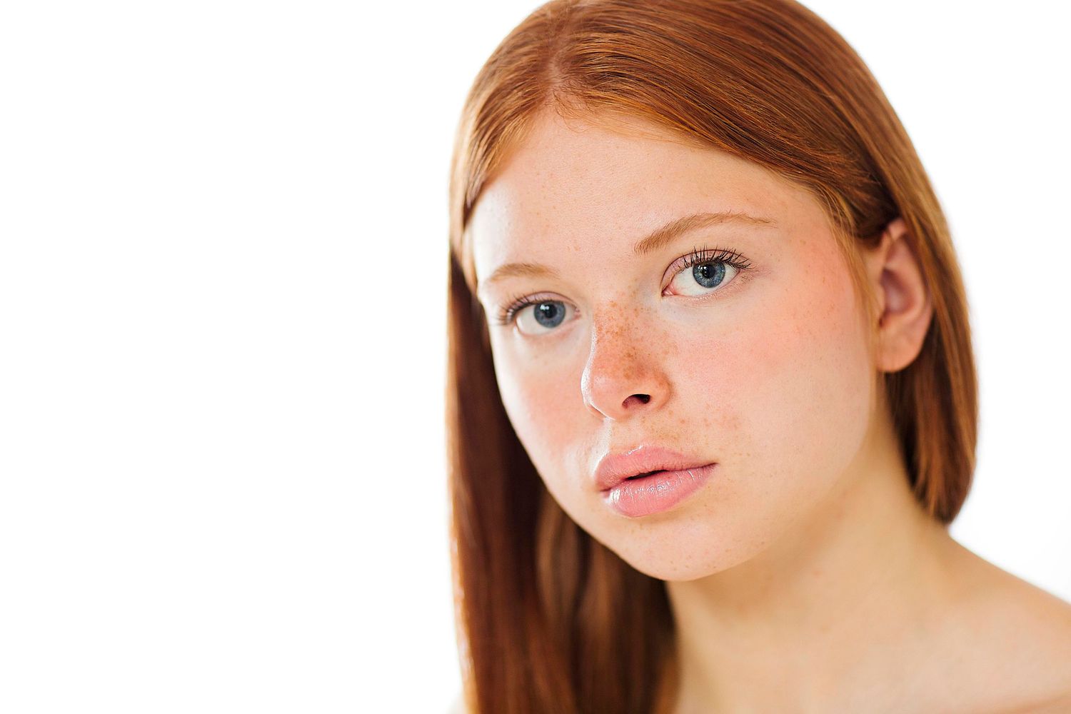 red hair, freckles, skin, blue eyes, portrait, fashion, beauty, model, full lips, clean, portrait, fashion, copenhagen, 