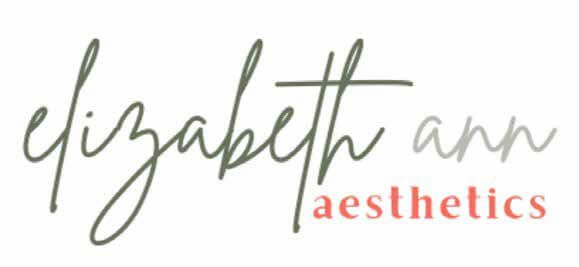 Handwritten cursive text reads 'elizabeth ann' in green with 'aesthetics' in red lowercase letters.
