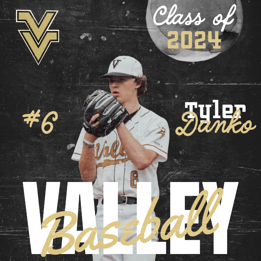 Baseball team promotional design with pitcher throwing motion and Class of 2024 text.