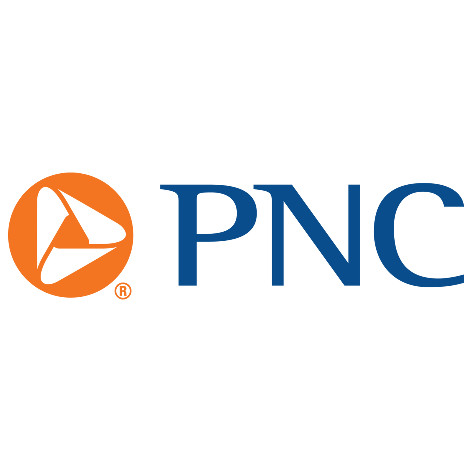 PNC bank logo with orange triangle icon and blue text.