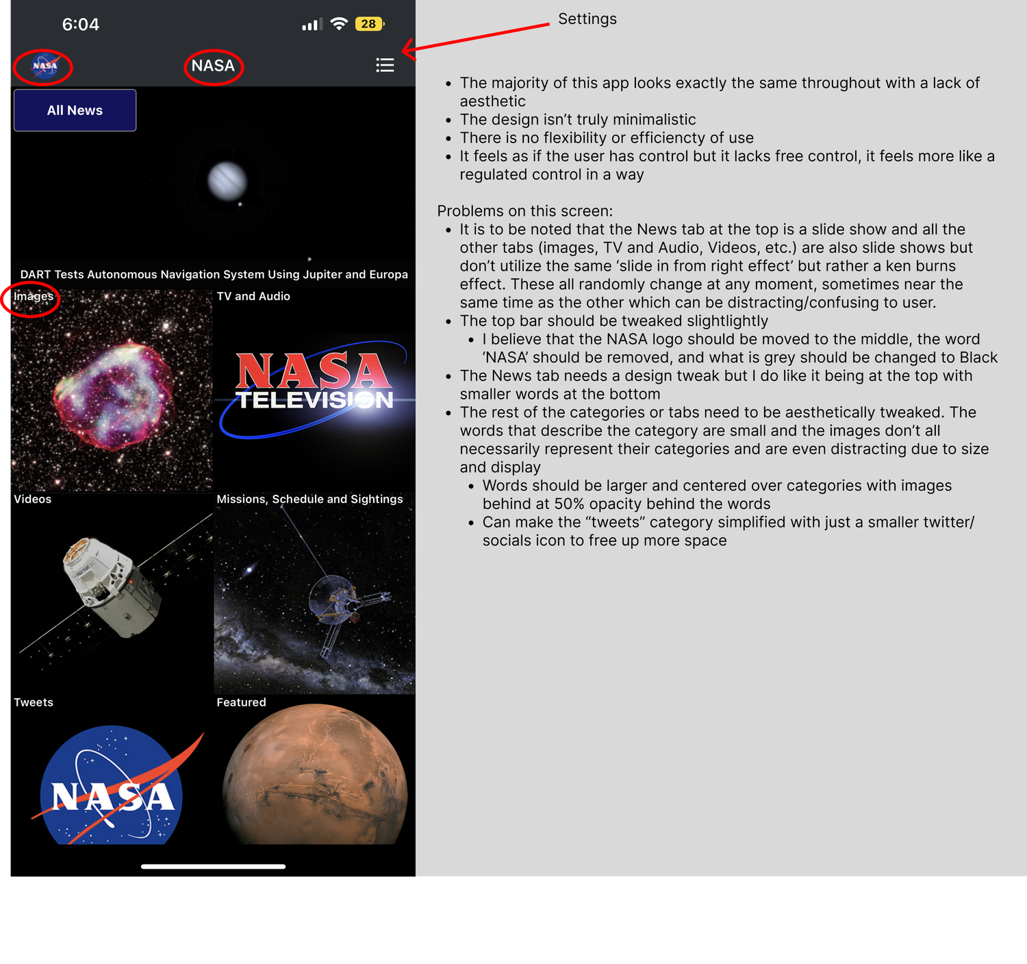 A collage of NASA-related images showing space exploration content, mission information, and the NASA logo on dark backgrounds.