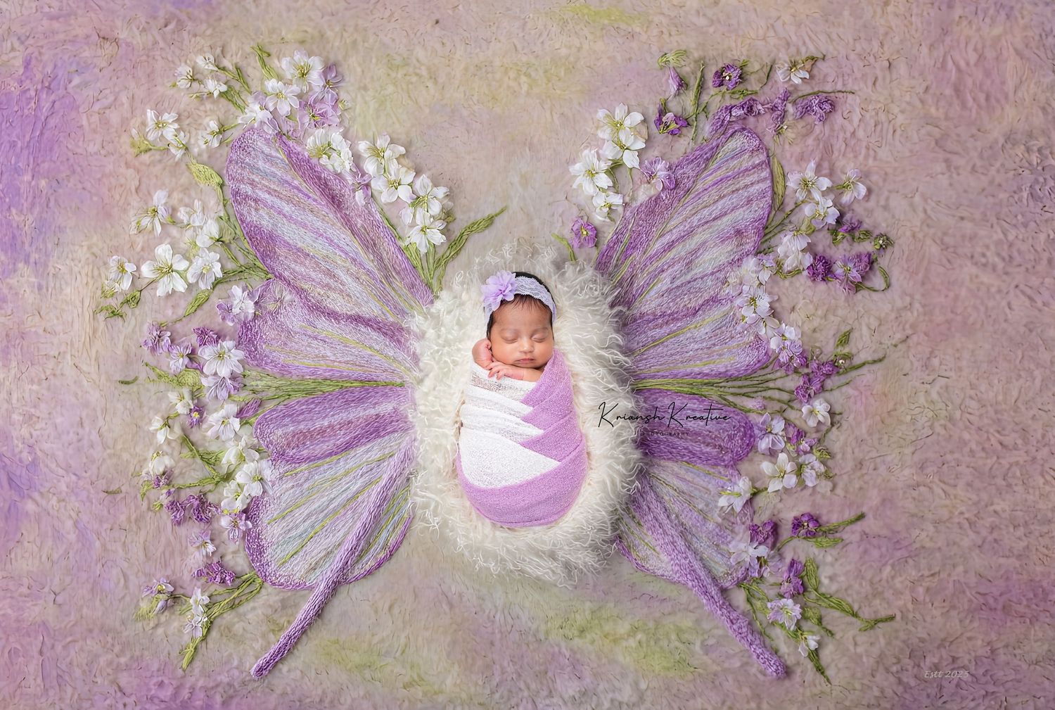 A collection of purple and white fairy-themed digital art pieces arranged in a horizontal row.