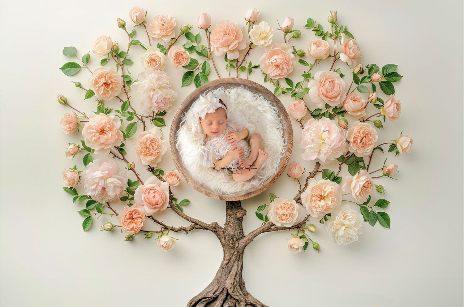 Four images show delicate pink rose floral decor with crystal glass globes arranged in romantic wedding centerpiece settings.