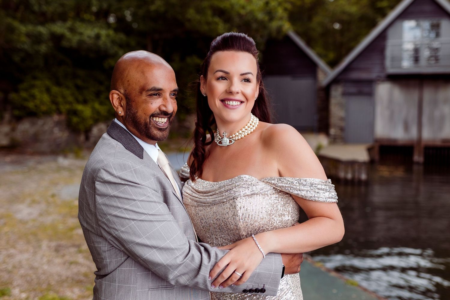 Bride and Groom of mixed race, just married at Cragwood Hotel, Lake District