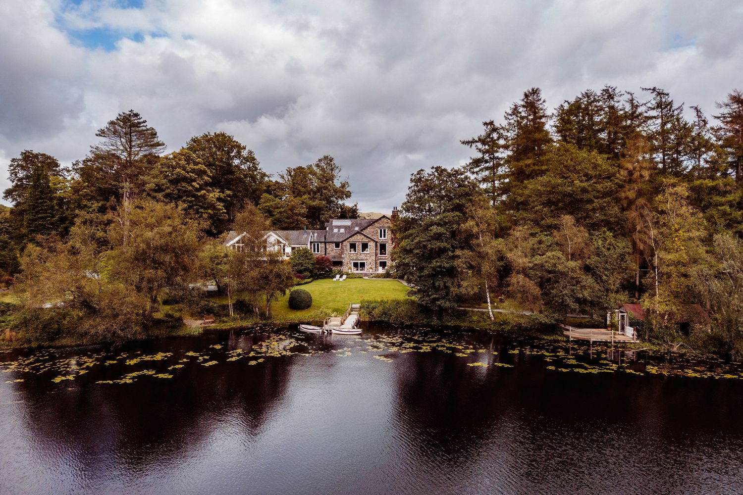 Aerial view of the Gilpin Hotel and Lake House