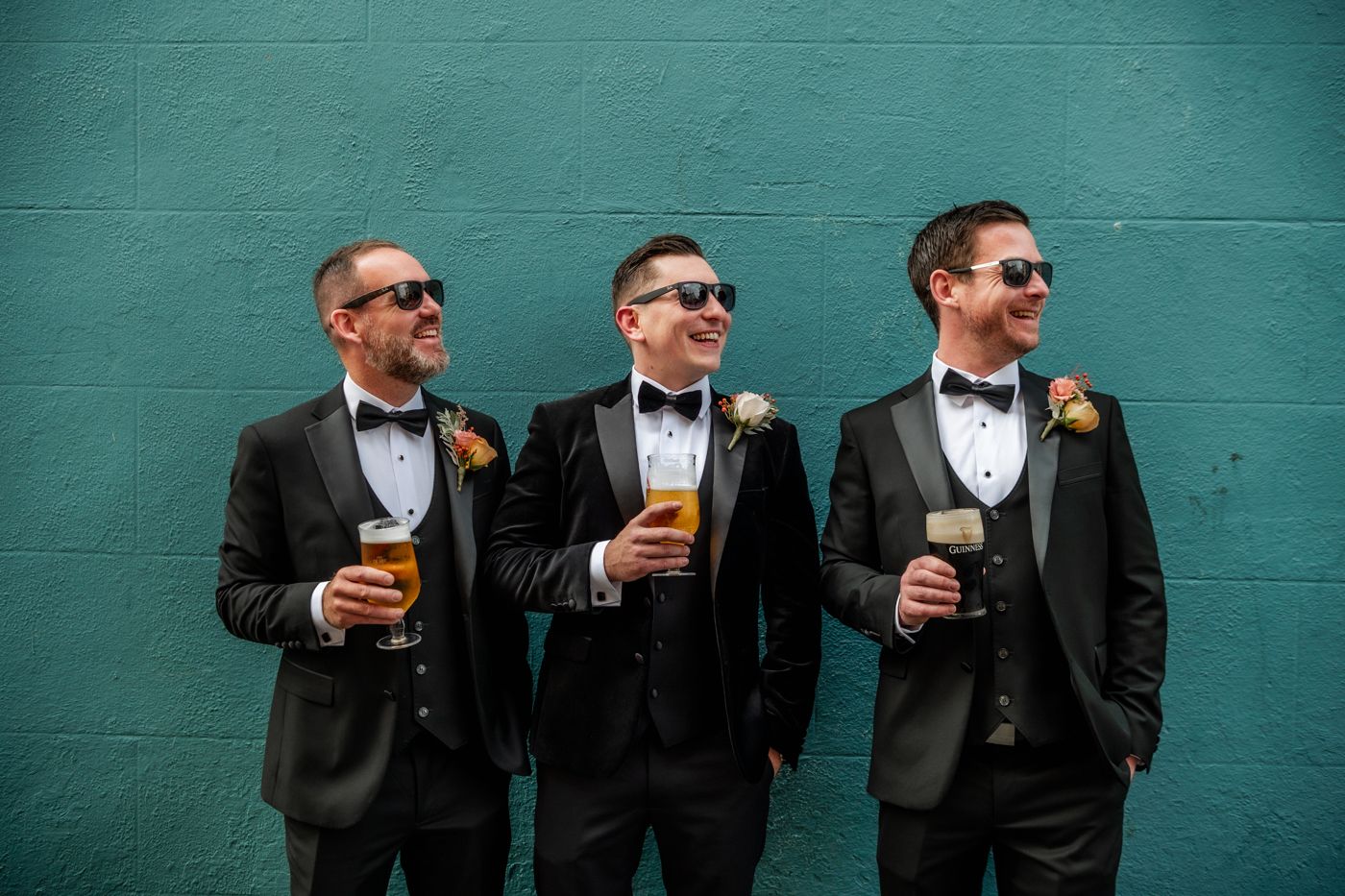 Groomsmen enjoying drinks before wedding ceremony in Athlone, Westmeath, Ireland.
