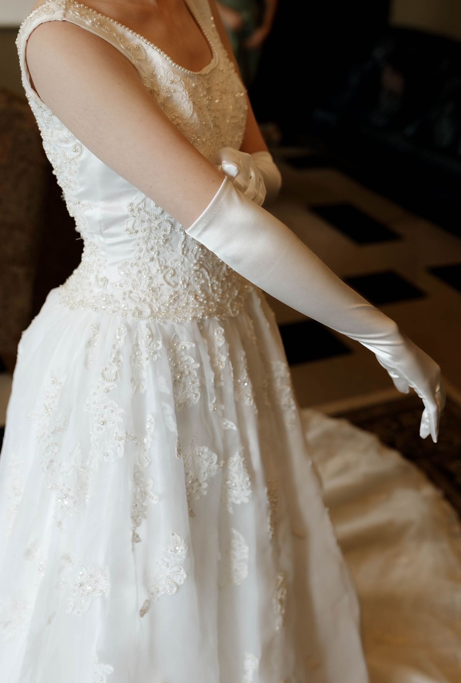 Bride glowing in natural light at Oklahoma church wedding, photographed by Oklahoma wedding photographer.