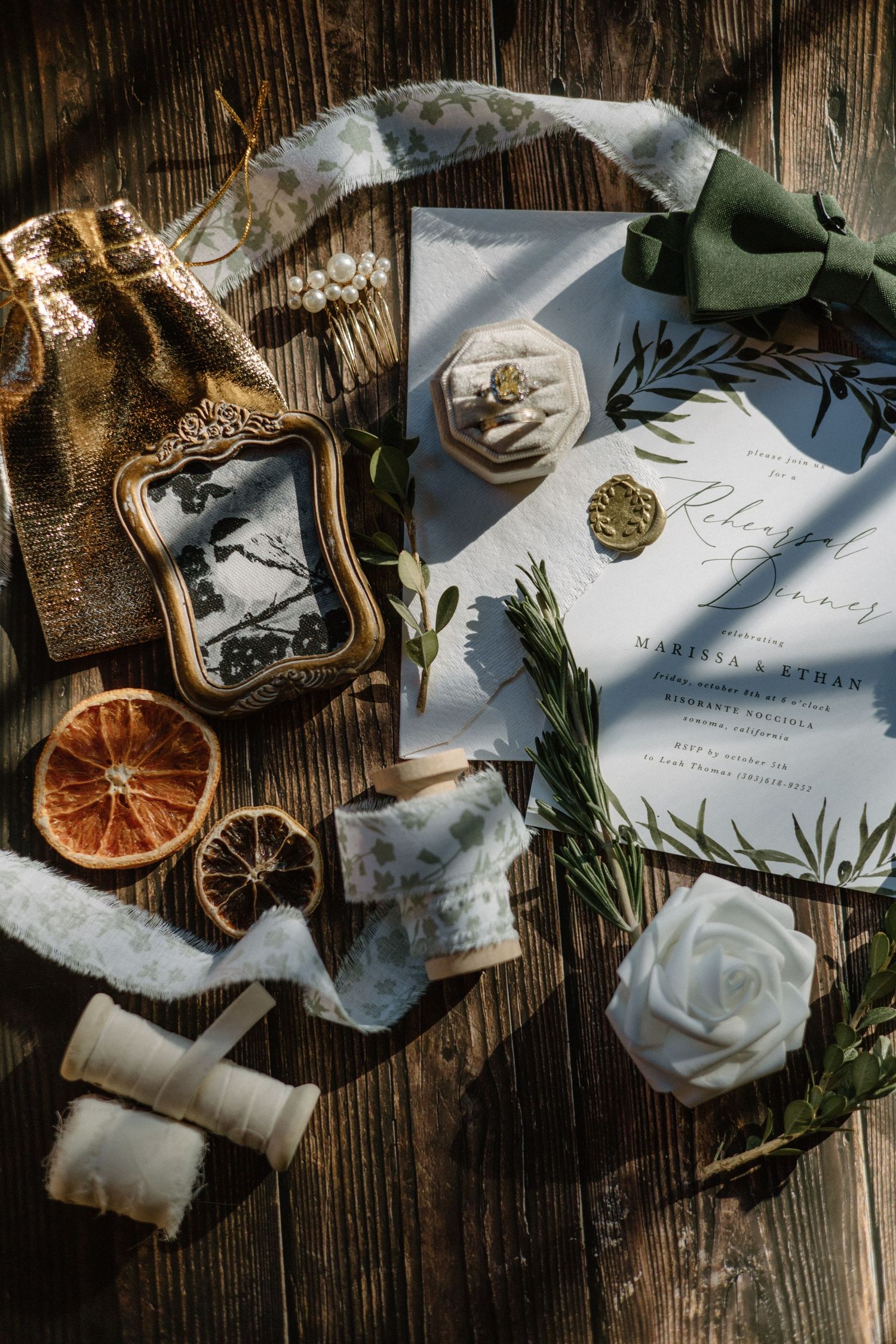 Beautiful example of why flatlays are important for capturing your Oklahoma wedding and shows what to bring for flat lay pictures