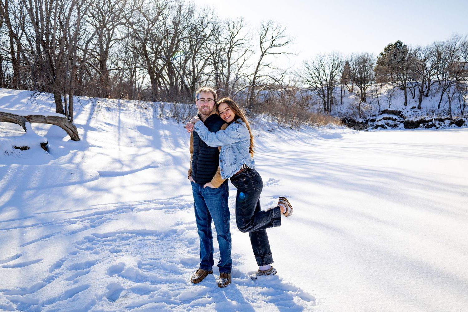 Prairie Glow Photography couples portrait by Bismarck photographer North Dakota with natural light and timeless editing.