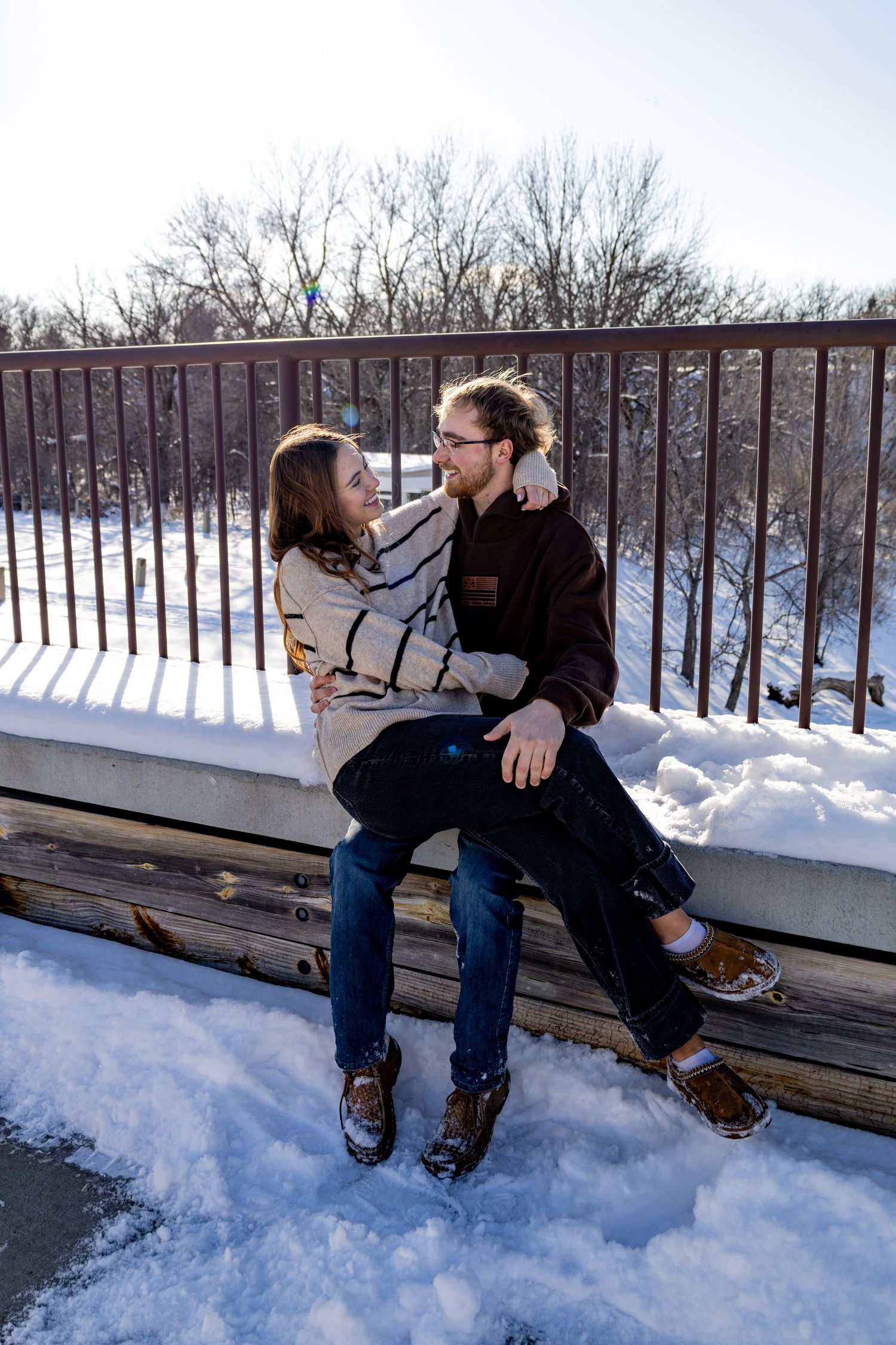 Bismarck photographer North Dakota engagement-style portrait featuring authentic connection and natural outdoor scenery.