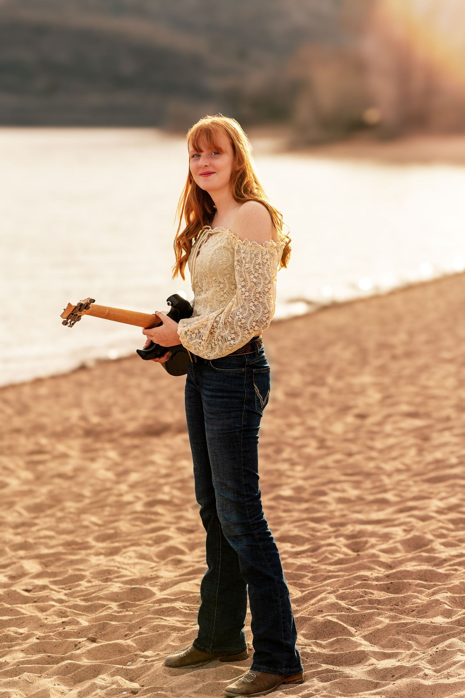 High school senior photos in Northern Utah with soft natural light and scenic background