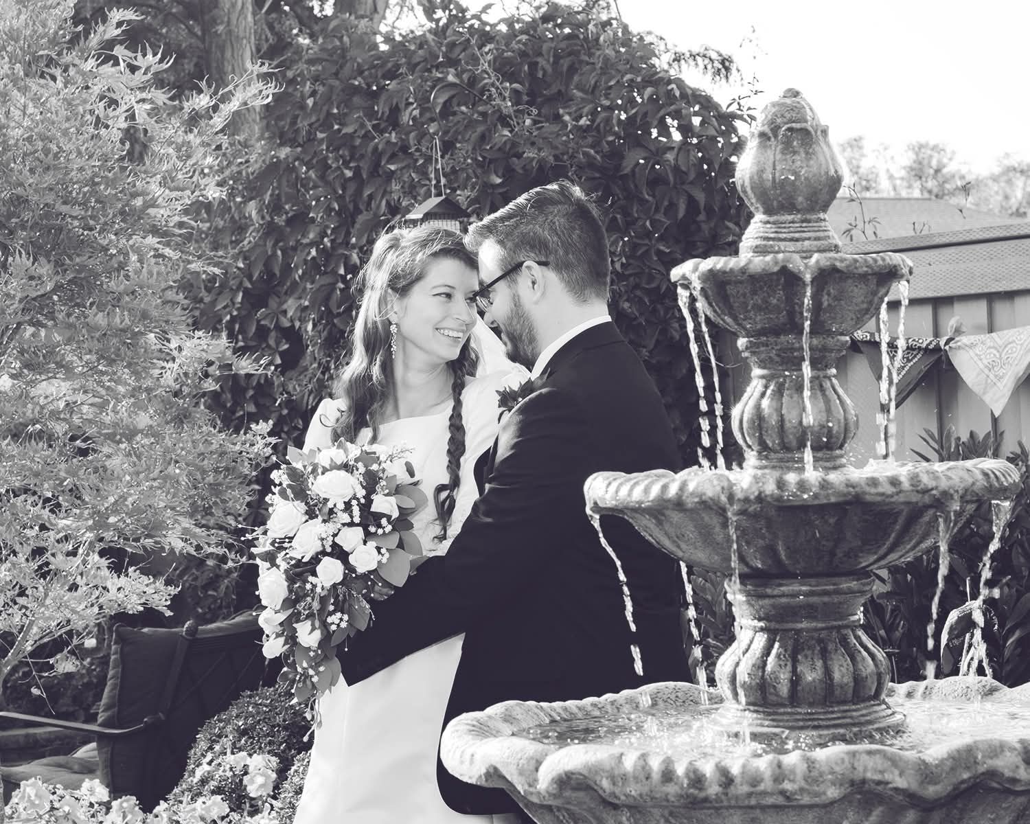 Elegant wedding photo of bride and groom captured by Northern Utah wedding photographer