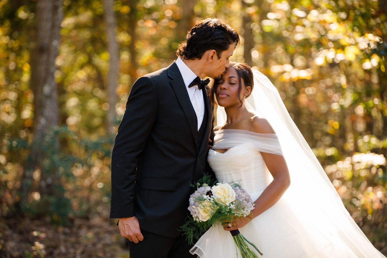 A portrait of a bride and groom.