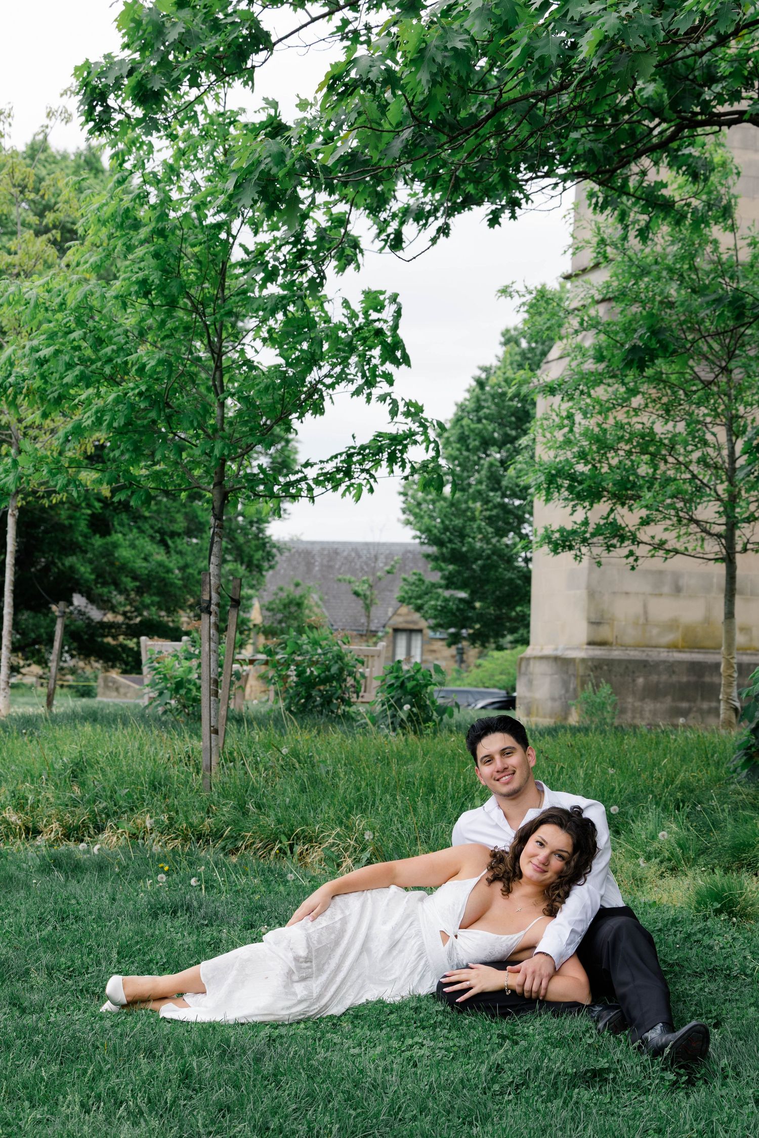 A portrait of a couple at the National Cathedral in Washington, D.C.