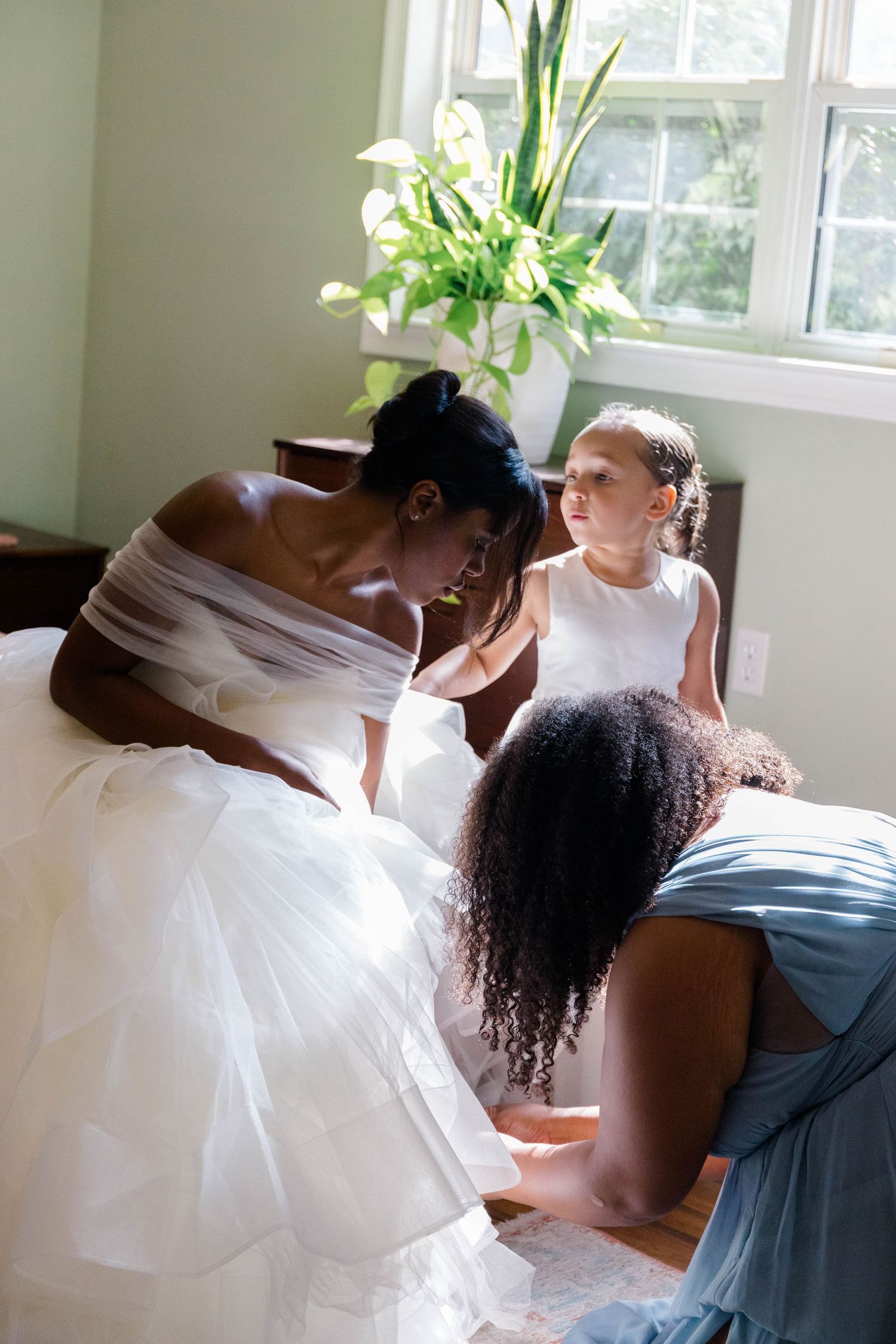A portrait of a bride getting ready.