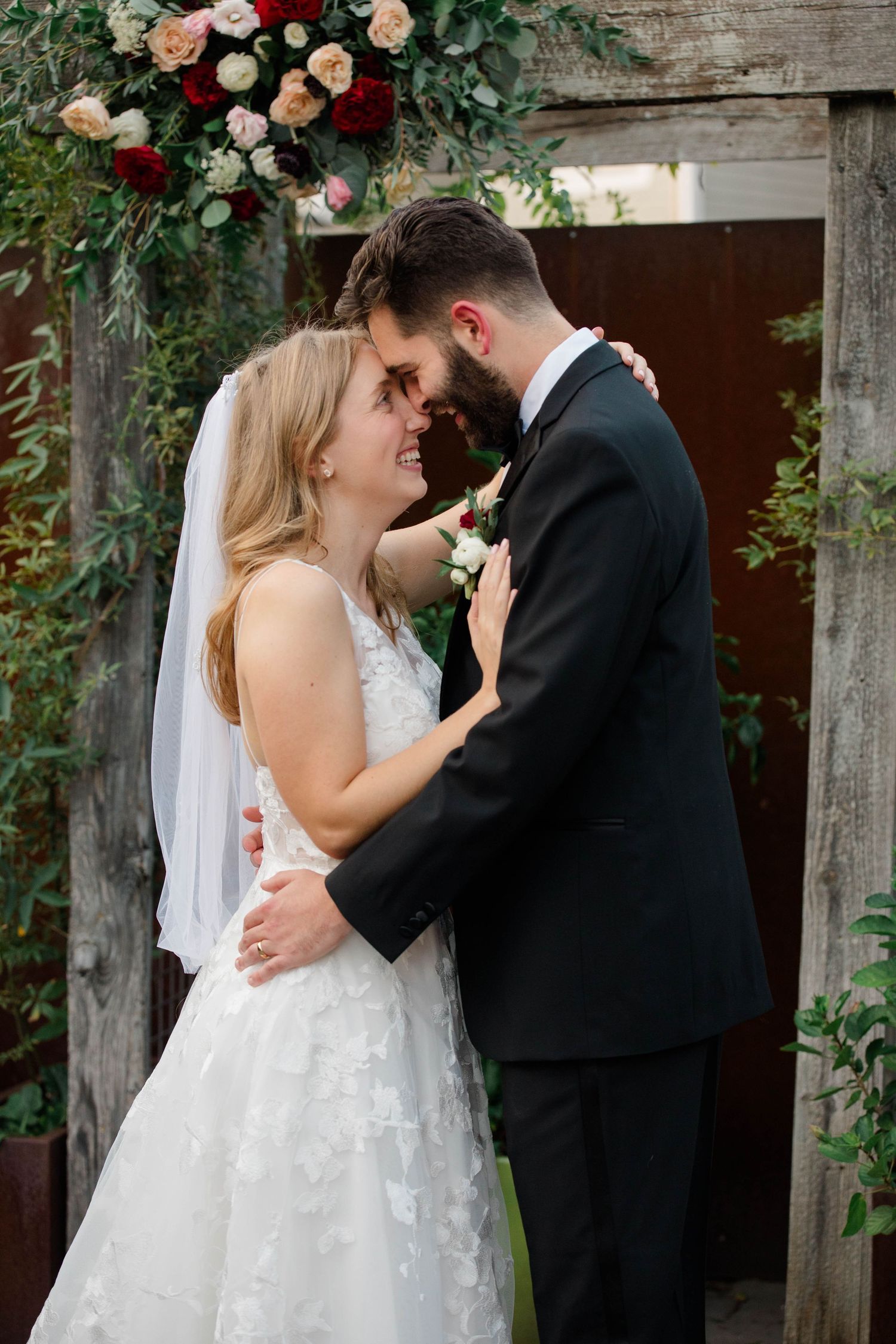 A portrait of a bride and groom.