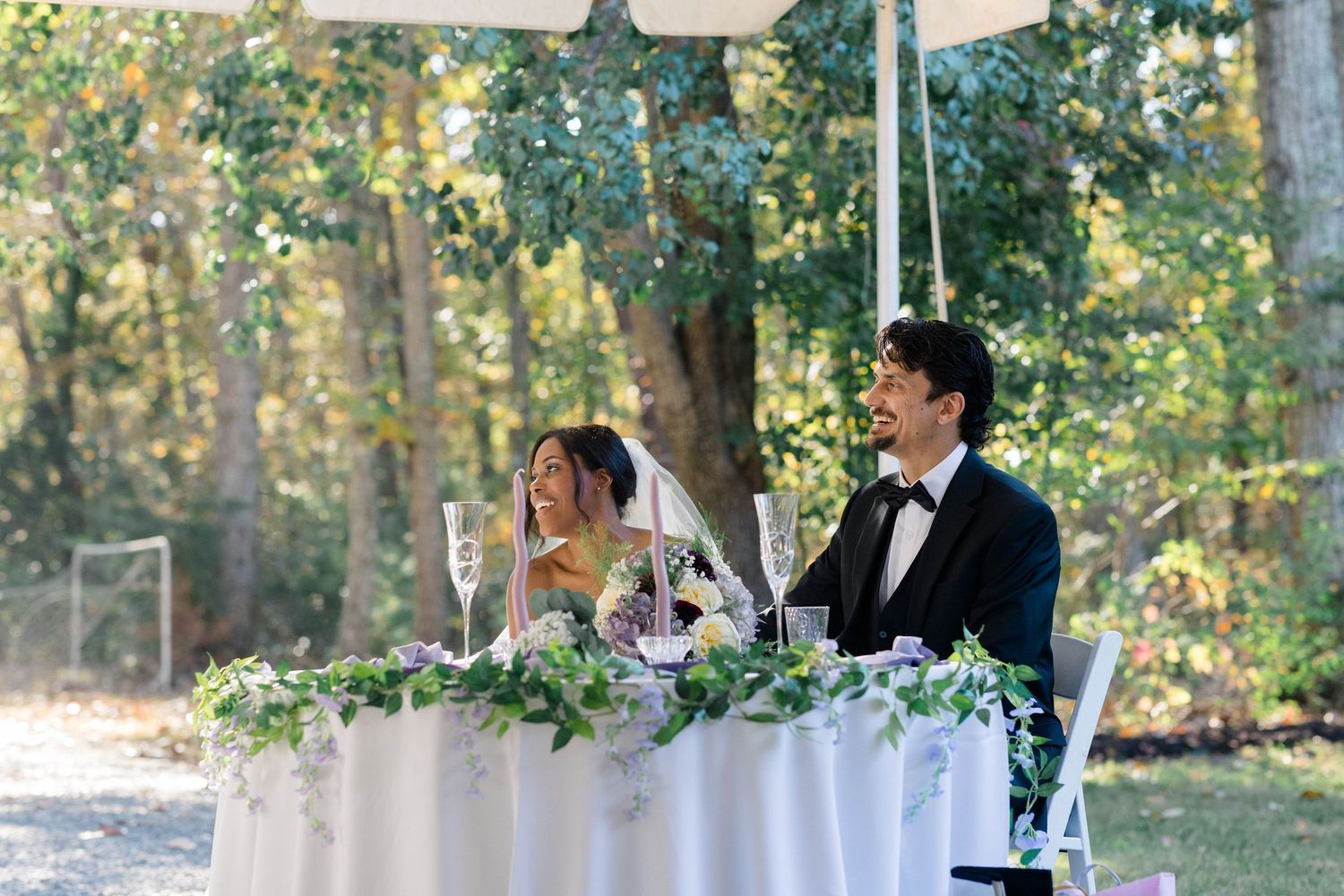 A portrait of a bride and groom.