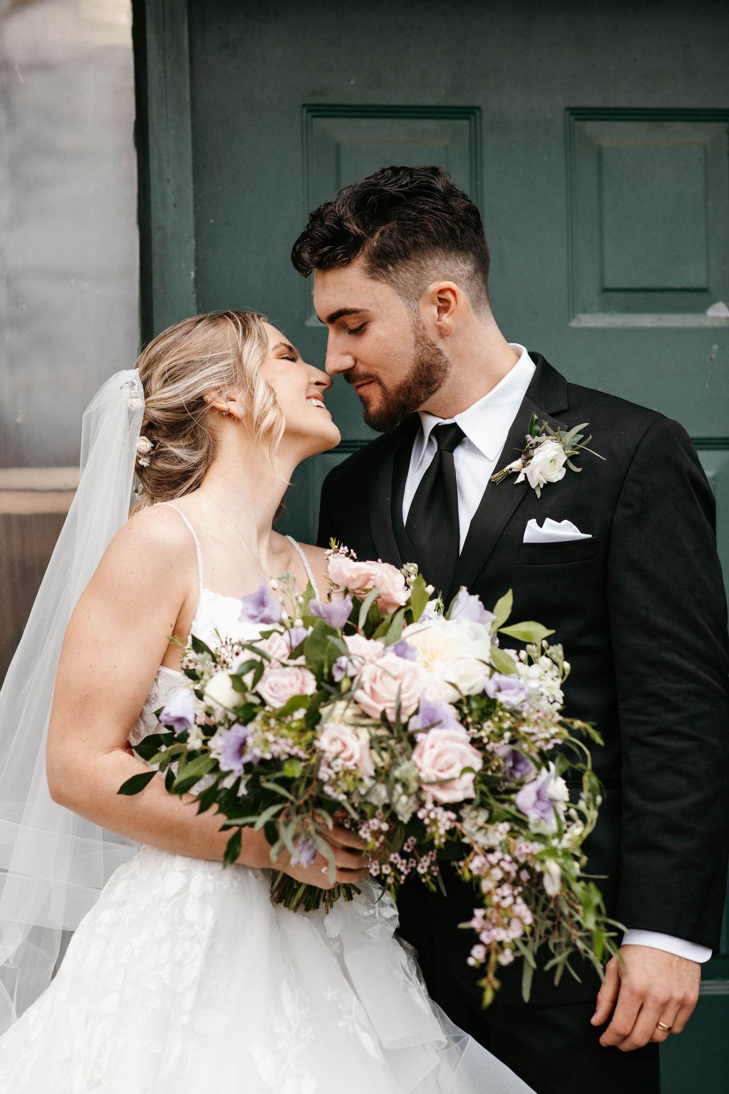A portrait of a bride and groom.