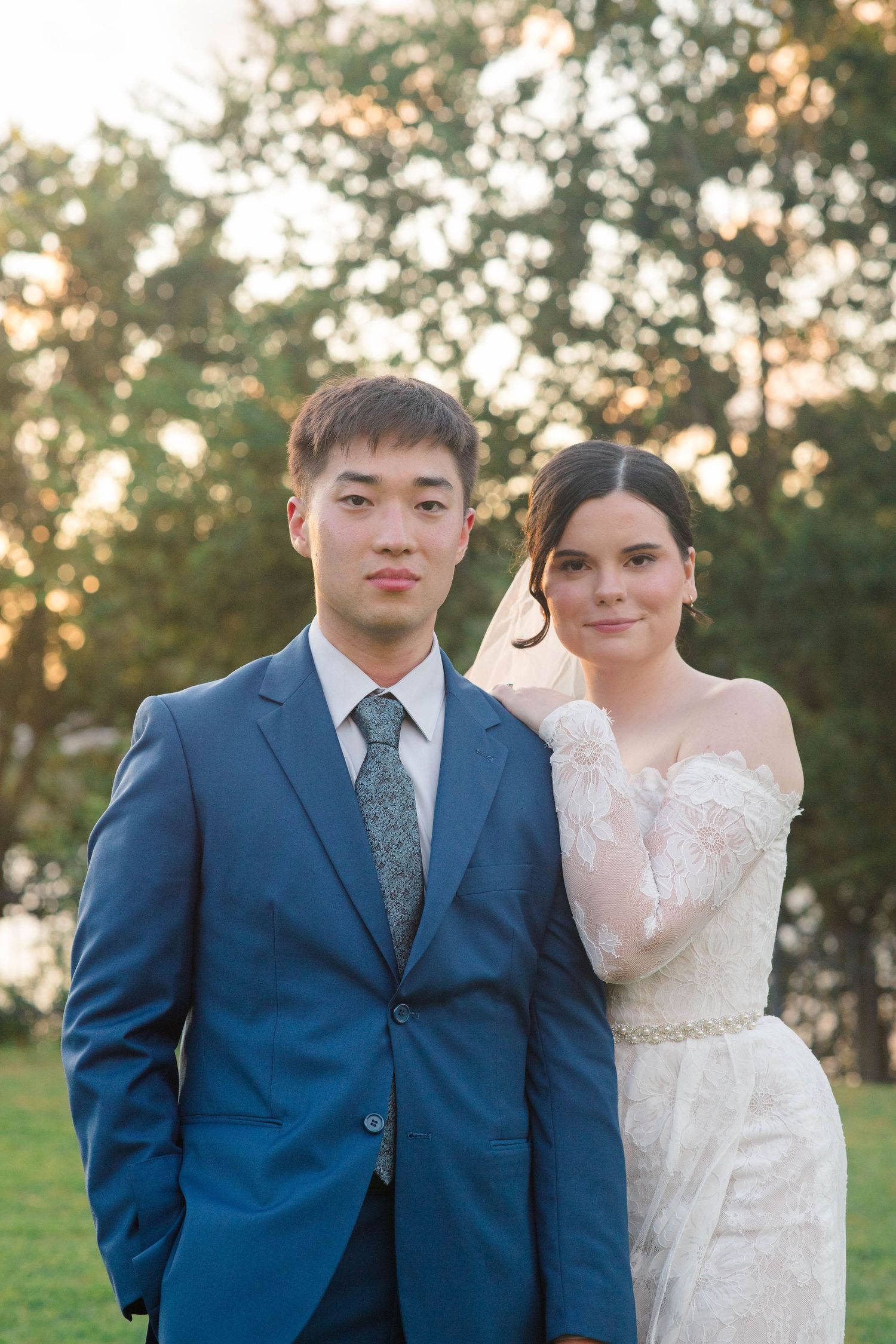 A portrait of a bride and groom.