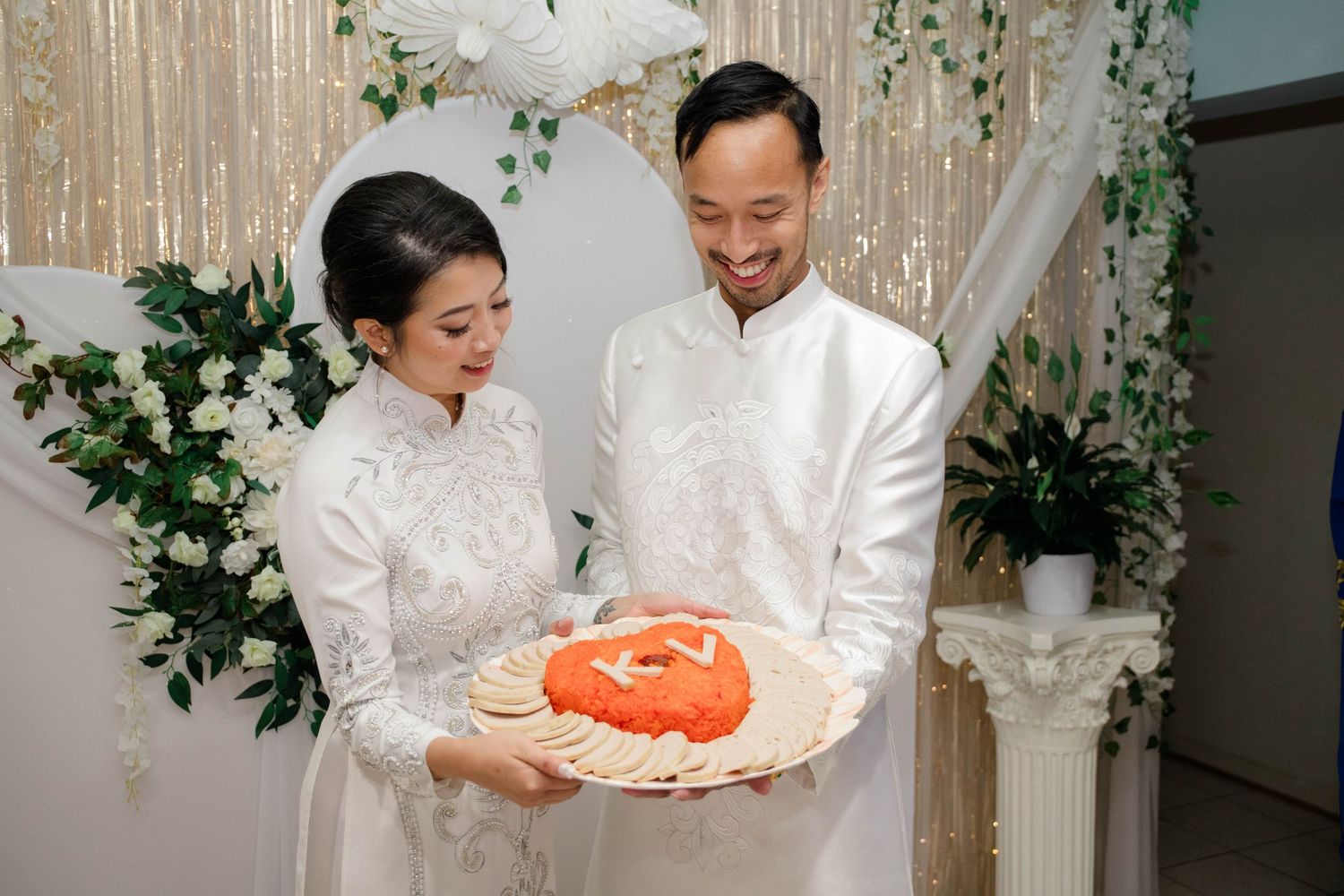 A portrait of a bride and groom.