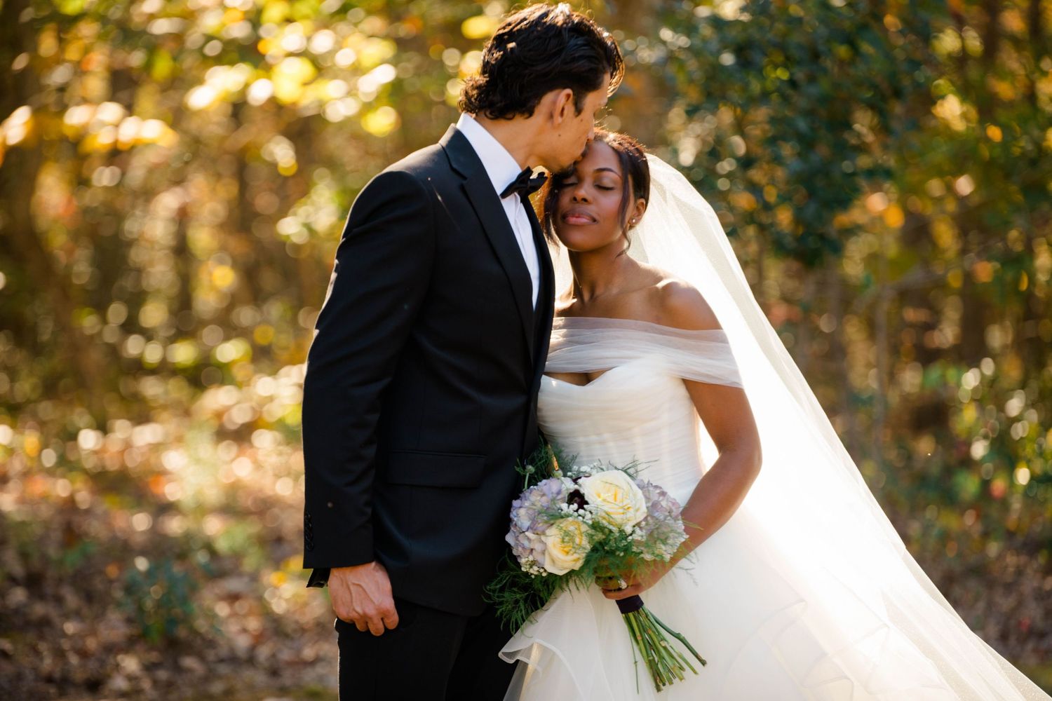 A portrait of a bride and groom.