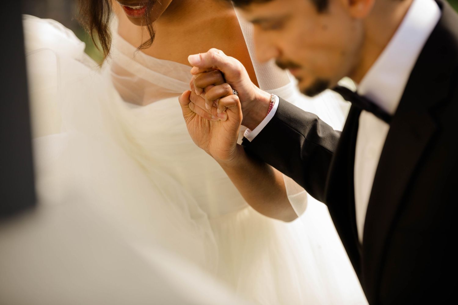 A portrait of a bride and groom.