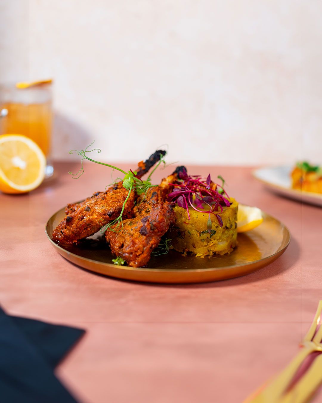 Restaurant food photography featuring plated meal with vibrant presentation in Heathrow, London, UK
