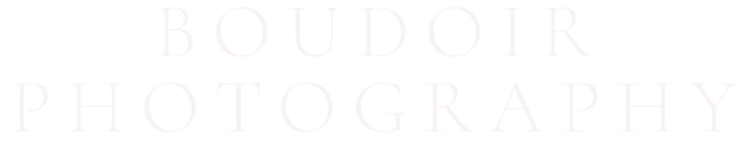 Boudoir photography text logo displayed in delicate light gray serif lettering on white background.