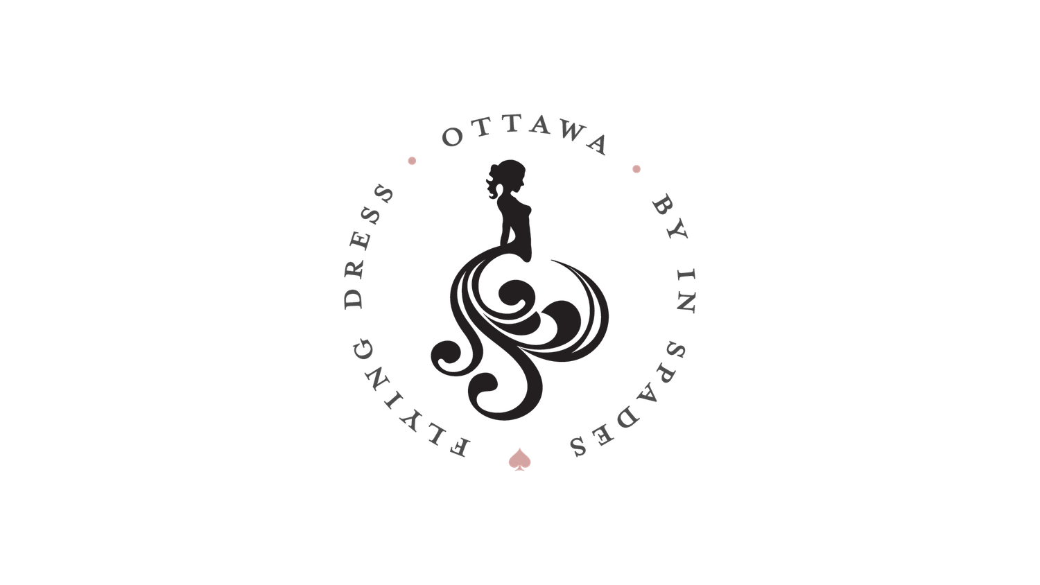 Ottawa By In Spades Flying Dress circular badge logo with woman silhouette centerpiece.