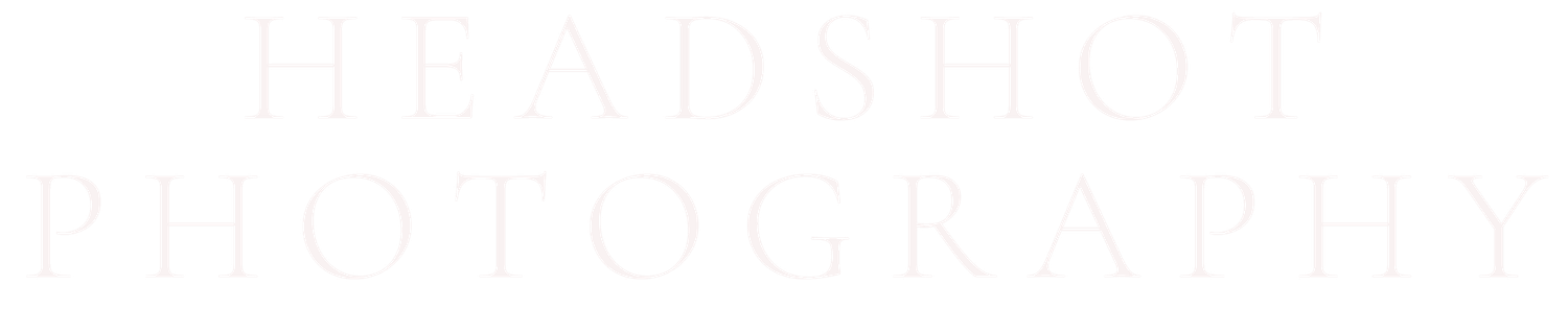 Headshot Photography text in light gray letters on white background.