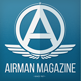 Airman Magazine official logo featuring a bold letter A inside a circle with wings and blue background.