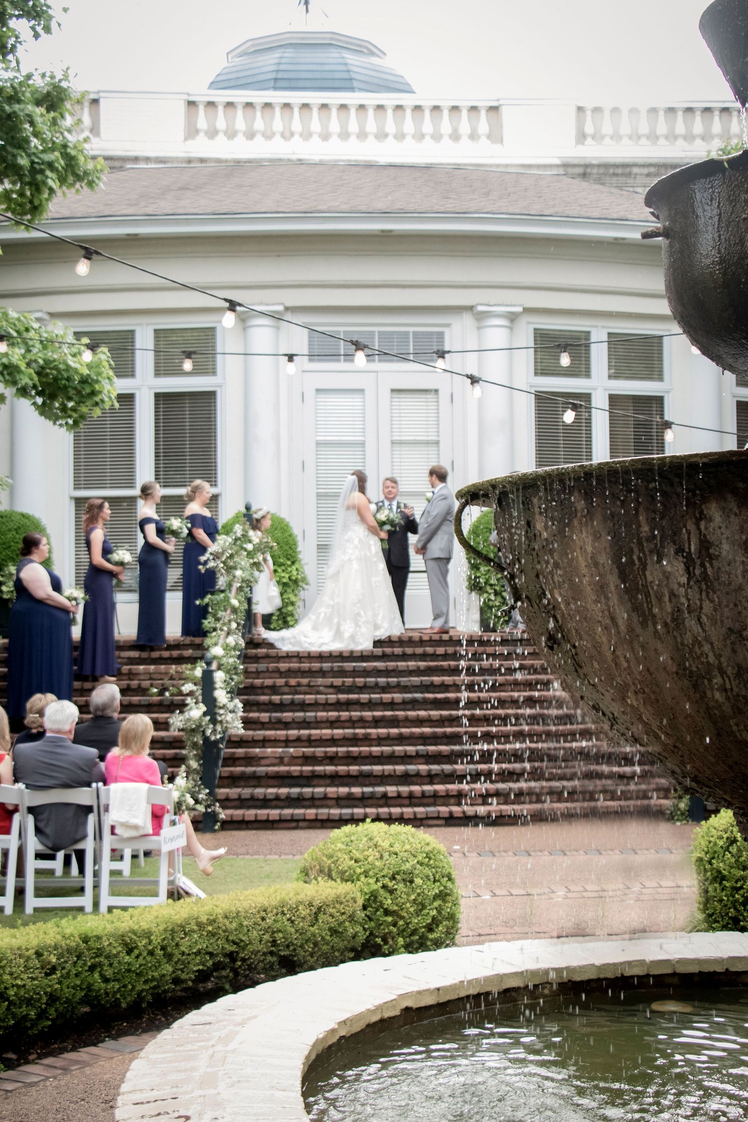wedding venue with beautiful fountain - capturing intimate ceremony