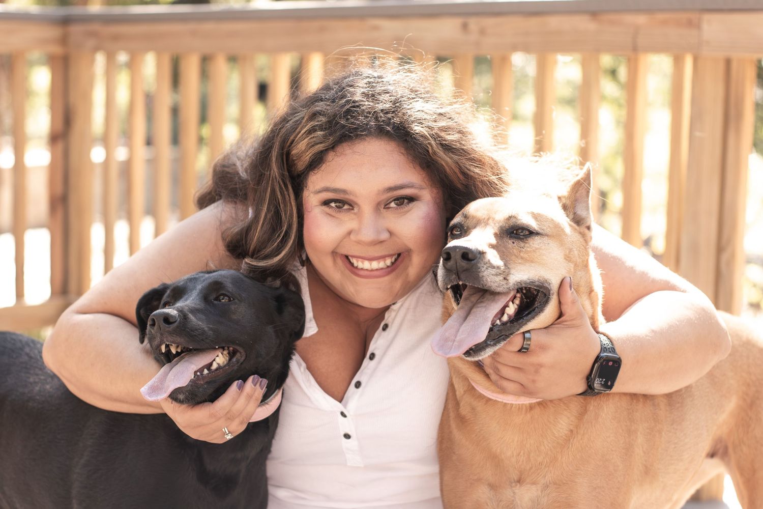 a girl and her dogs