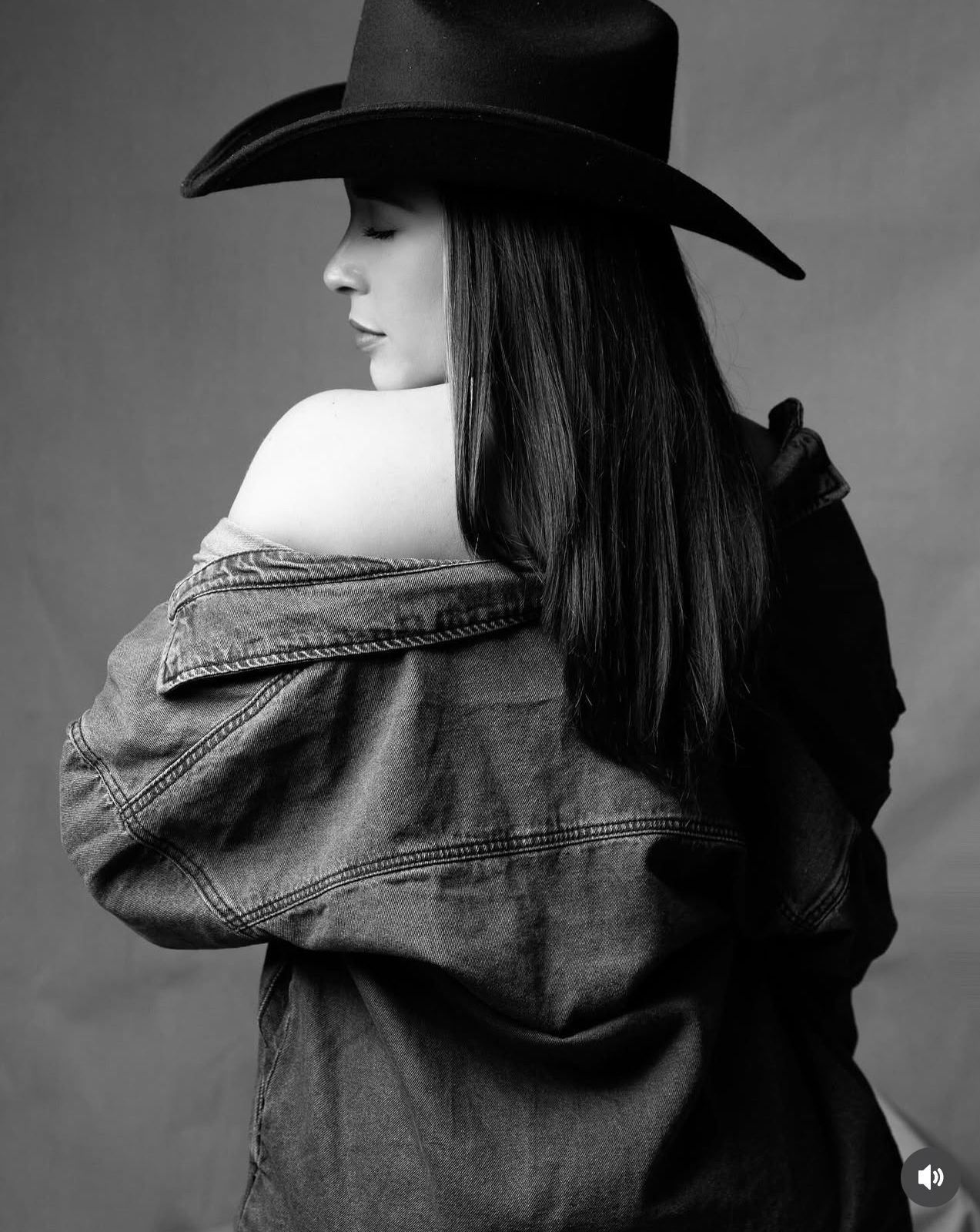 Black and white profile portraits of a person wearing a denim jacket and hat shown in a sequence of similar poses.