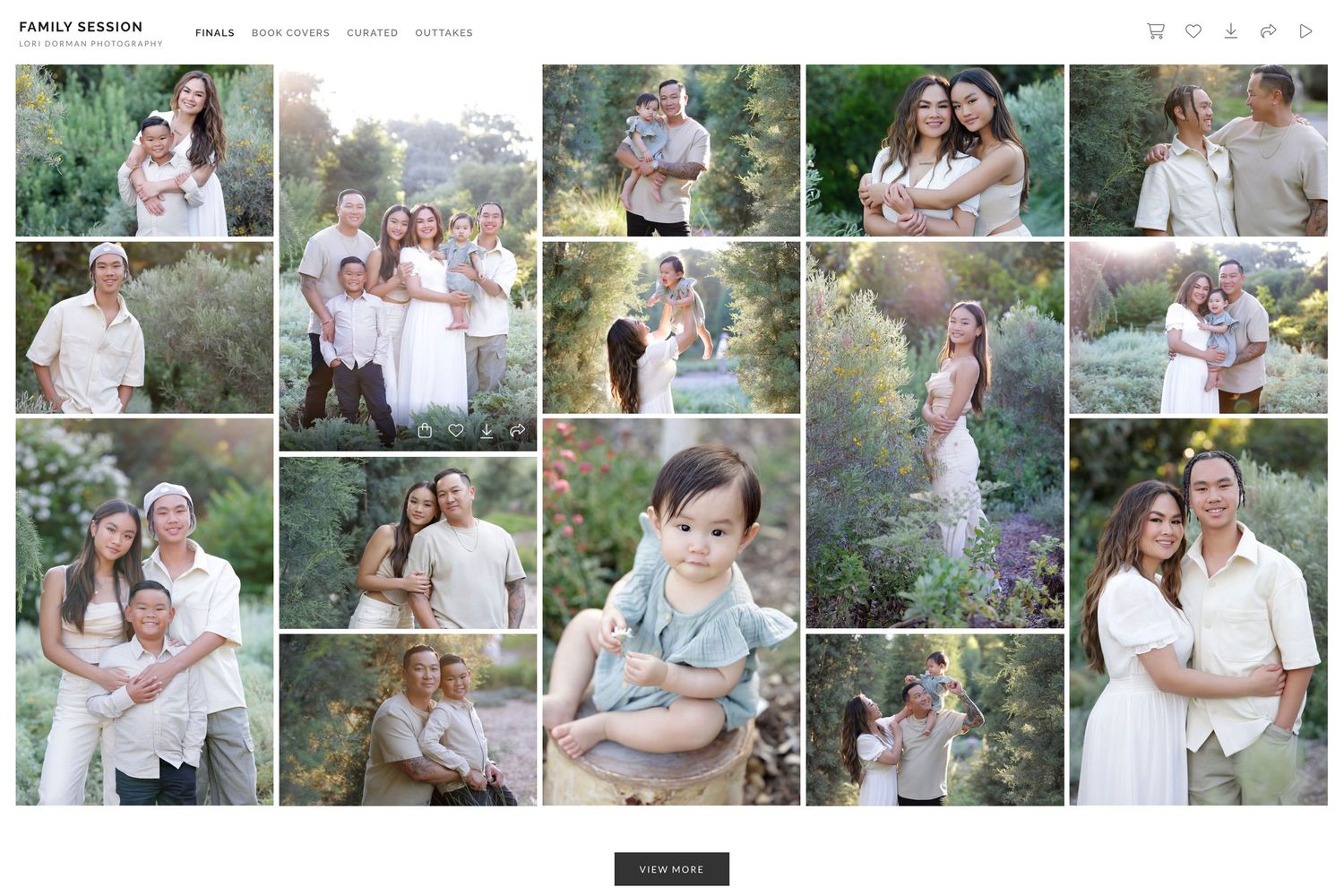Professional family photography session collage featuring multi-generational family outdoors.
