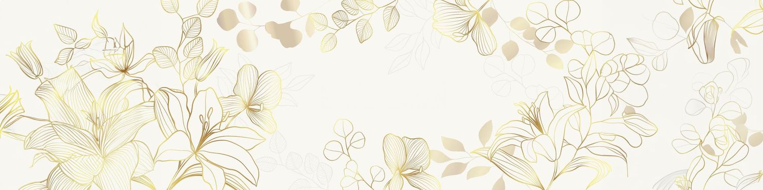 Delicate golden lily and floral botanical illustration on cream background.