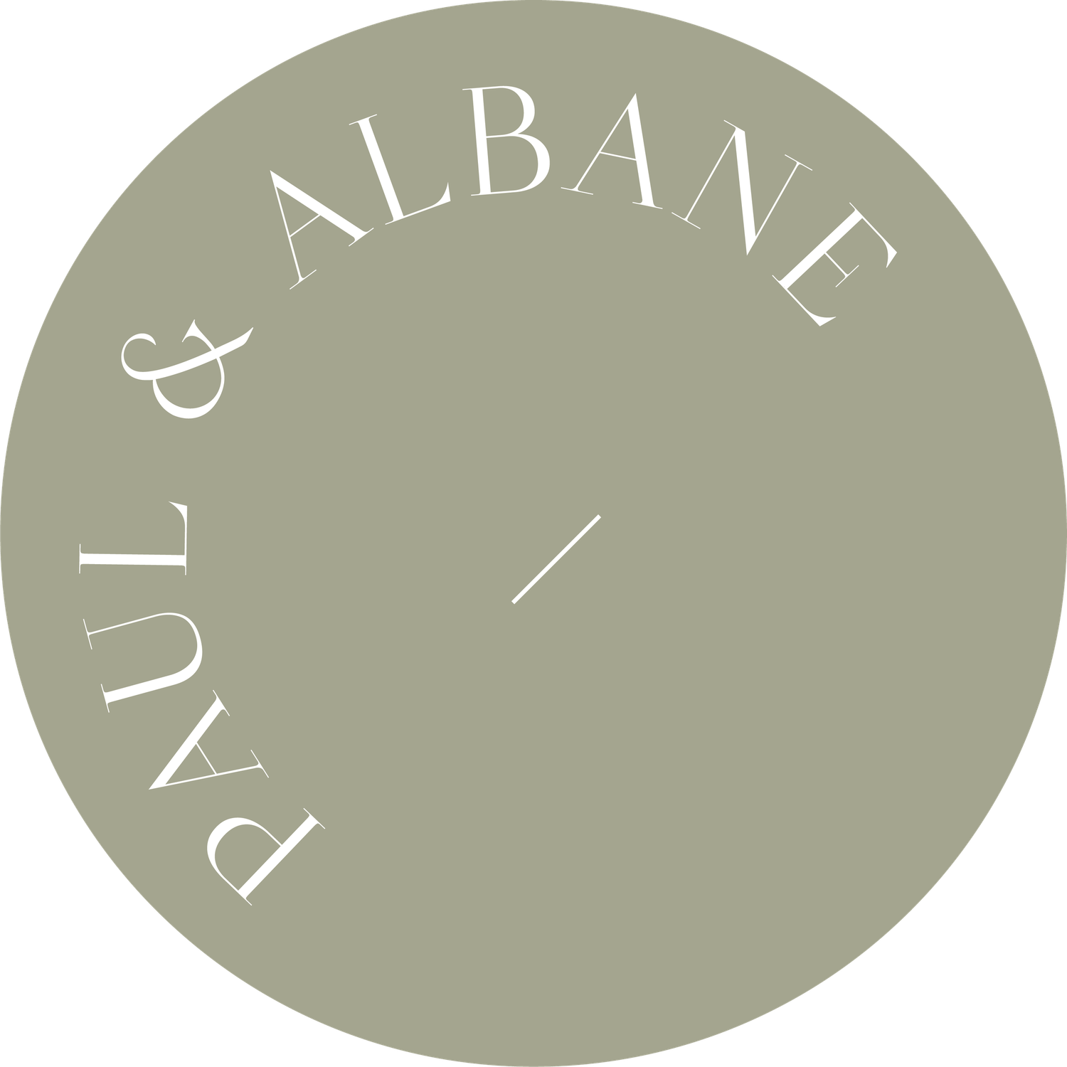 Sage green circular logo featuring the text Paul & Albane in elegant white serif typography.