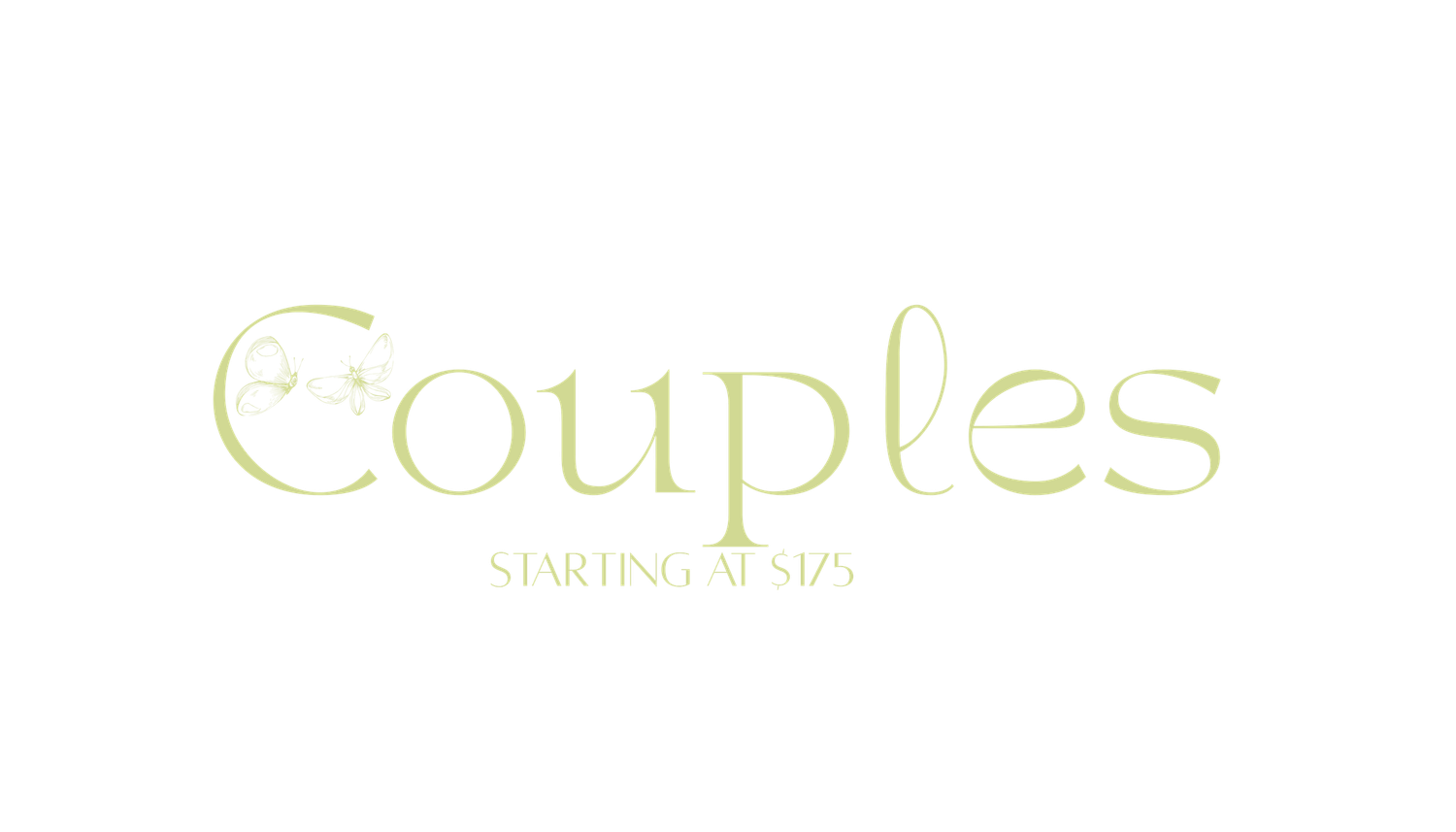 Elegant couples photography logo in soft green script font with text reading Couples Starting at $125.