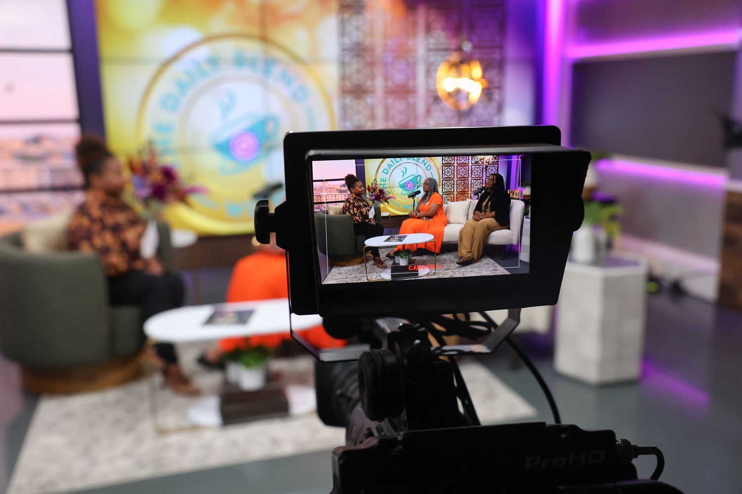 The Daily Blend features community leaders like Eryca Neville (middle) and Nikki Carter (right), with host Adonica Coleman