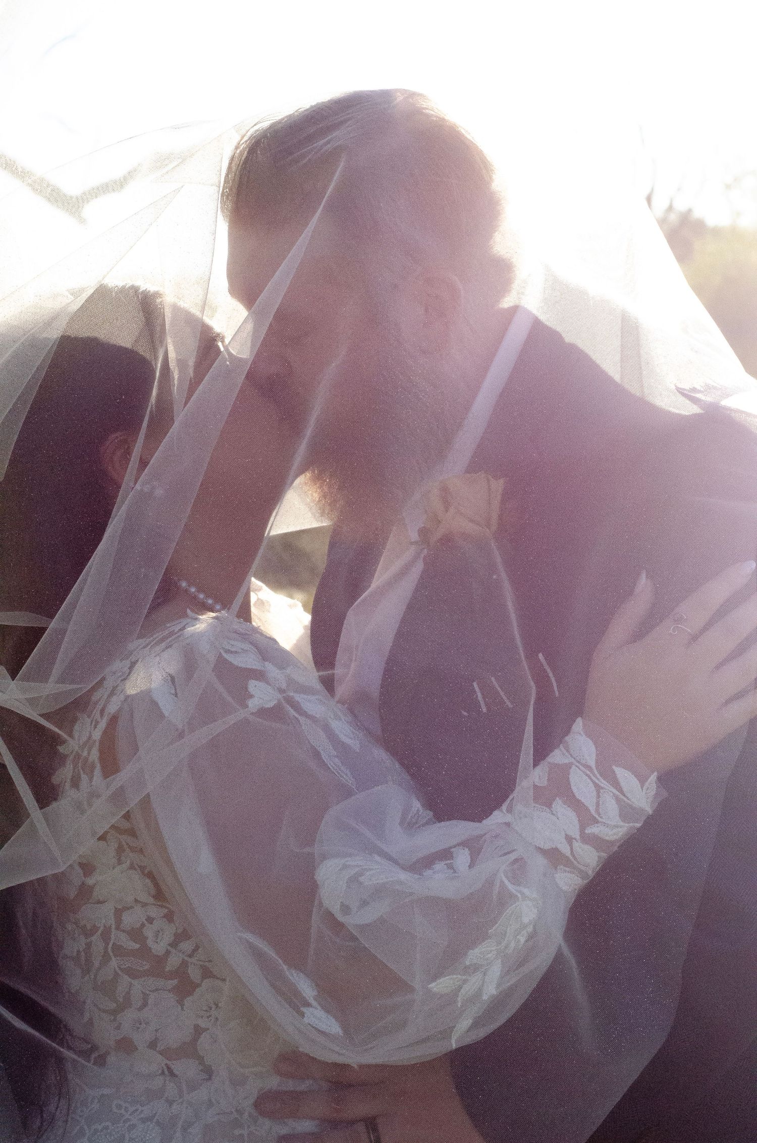 Romantic wedding portrait with sunlight filtering through bride's veil. Wedding photos by KM Conceptions Photography in Columbus, OH.
