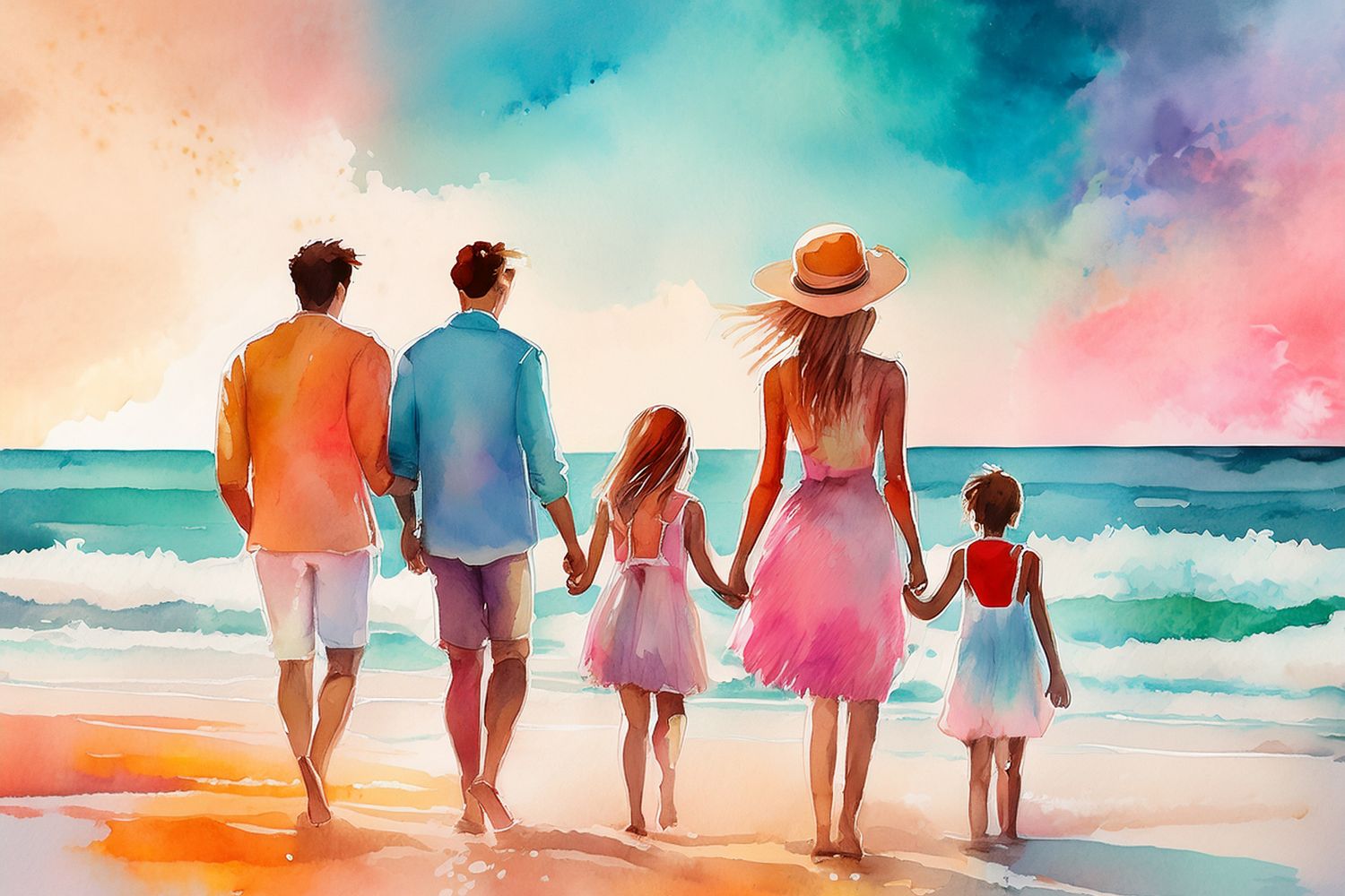 Content, connected family, rested, happiness