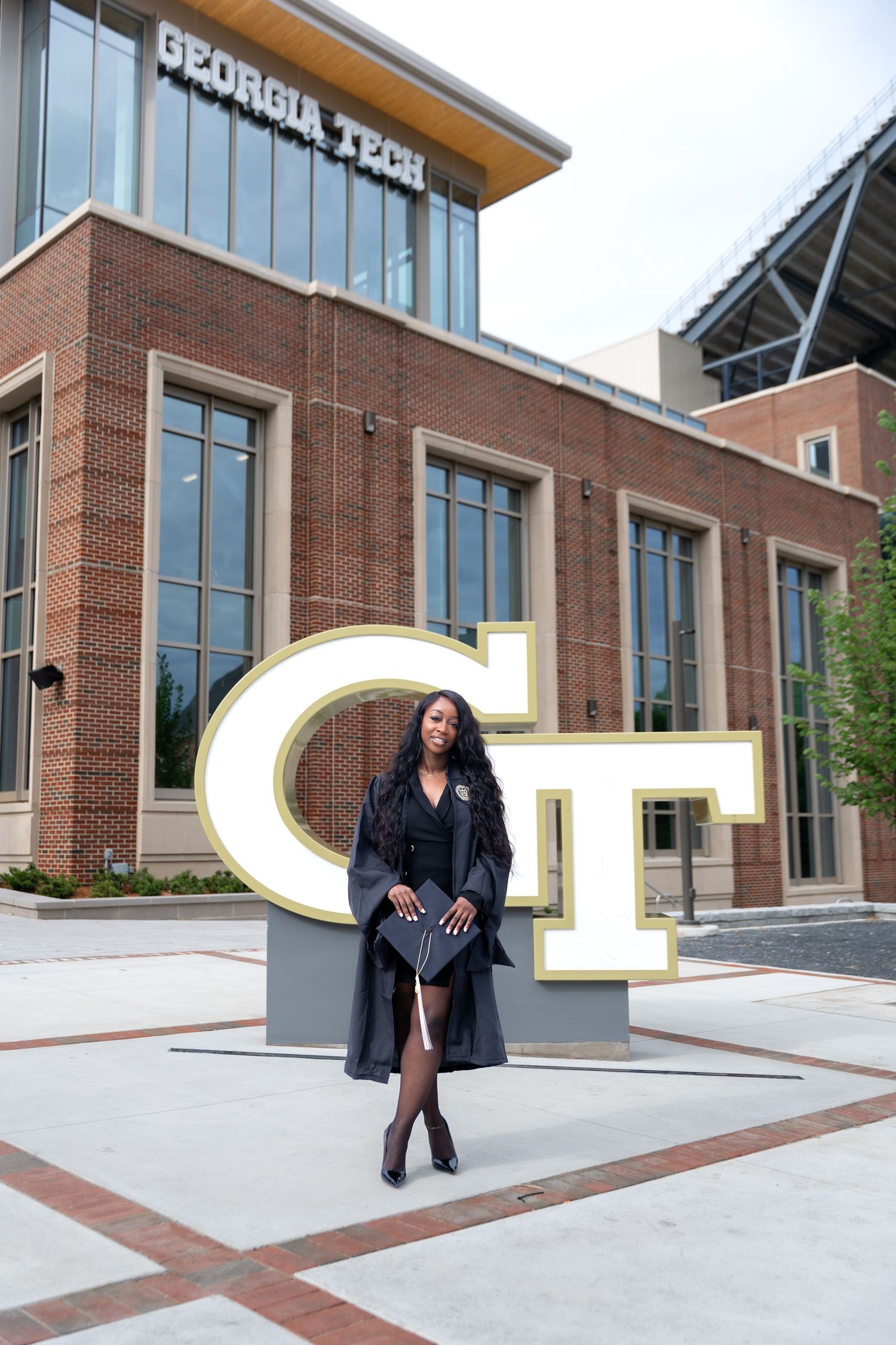The new GT sign benches one of the best spots for Georgia Tech photos during your atlanta grad photoshoot