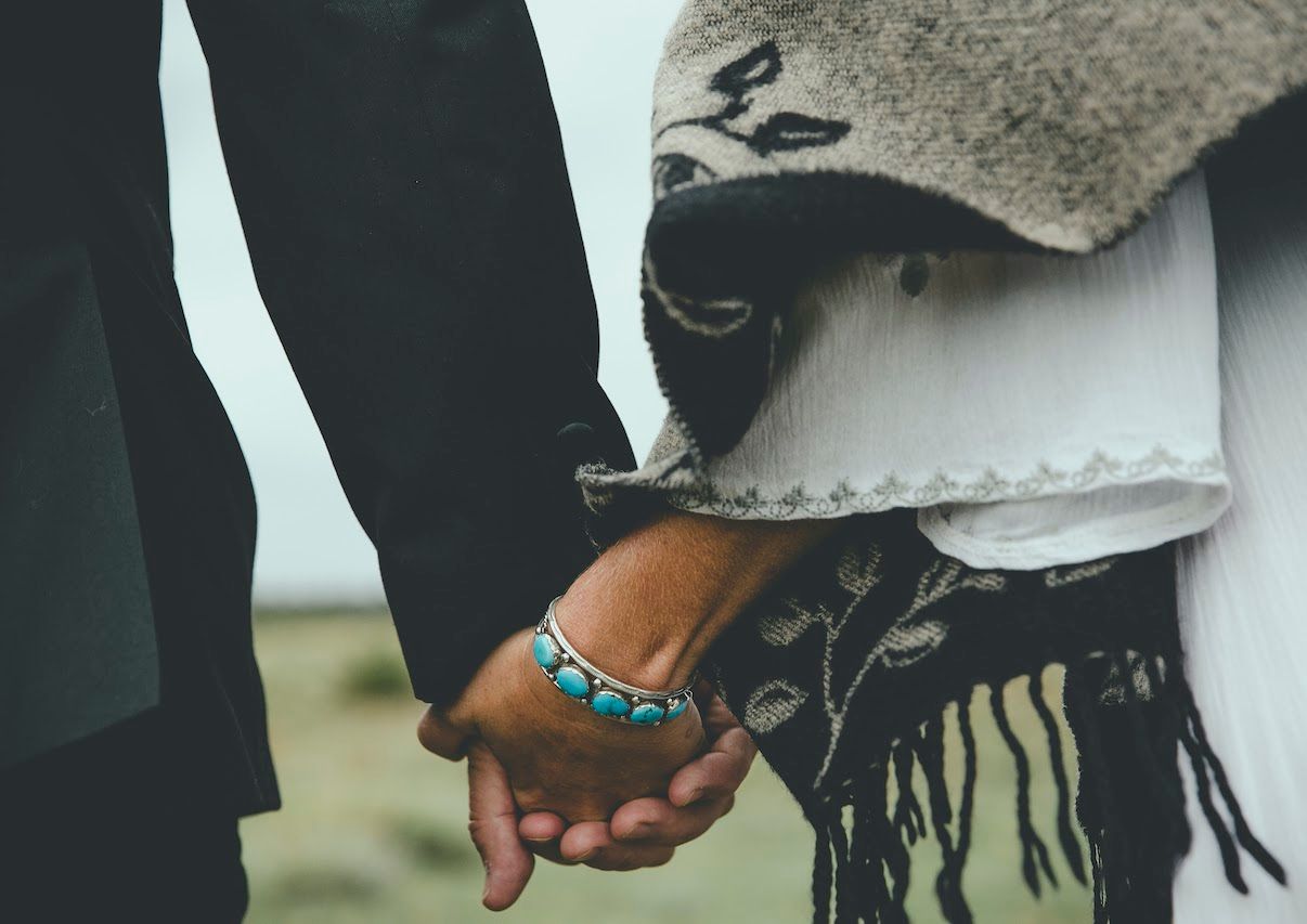 Wedding Photograph of bride and groom's hands.