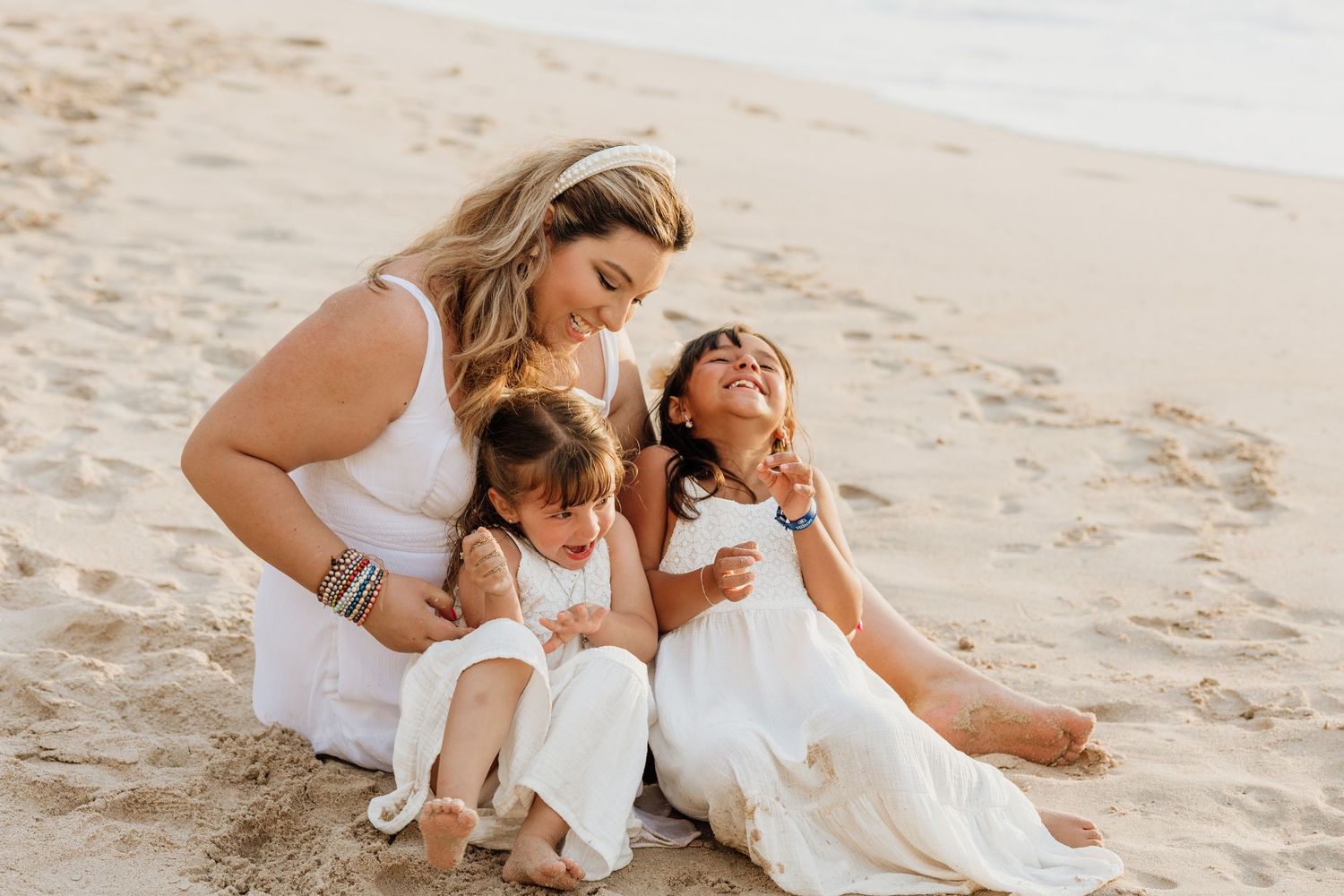 Family lifestyle session at Sayulita beach during sunset golden light