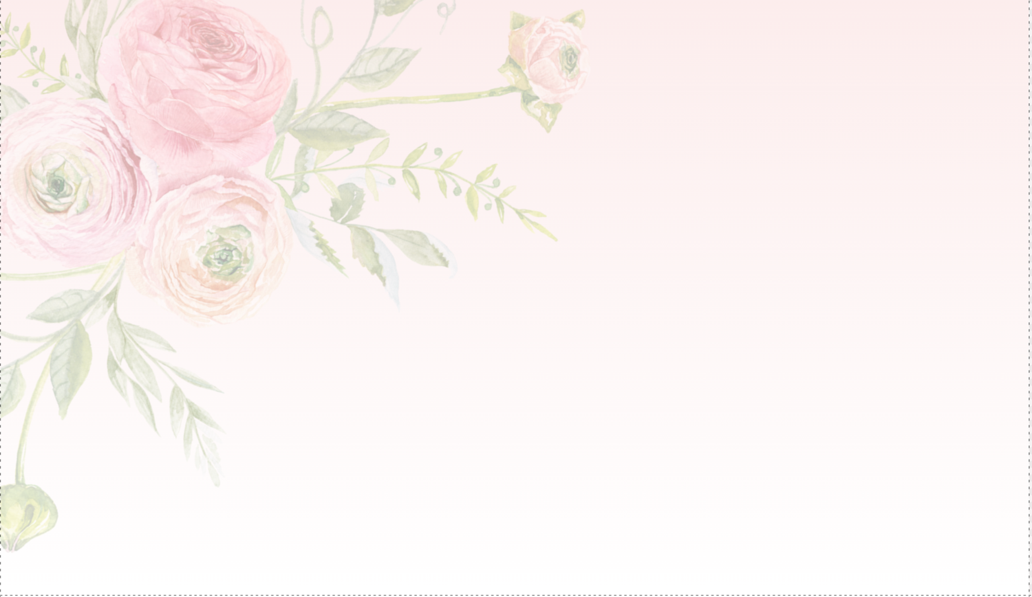 Soft watercolor illustration of pink ranunculus flowers with green leaves on a light pink background.