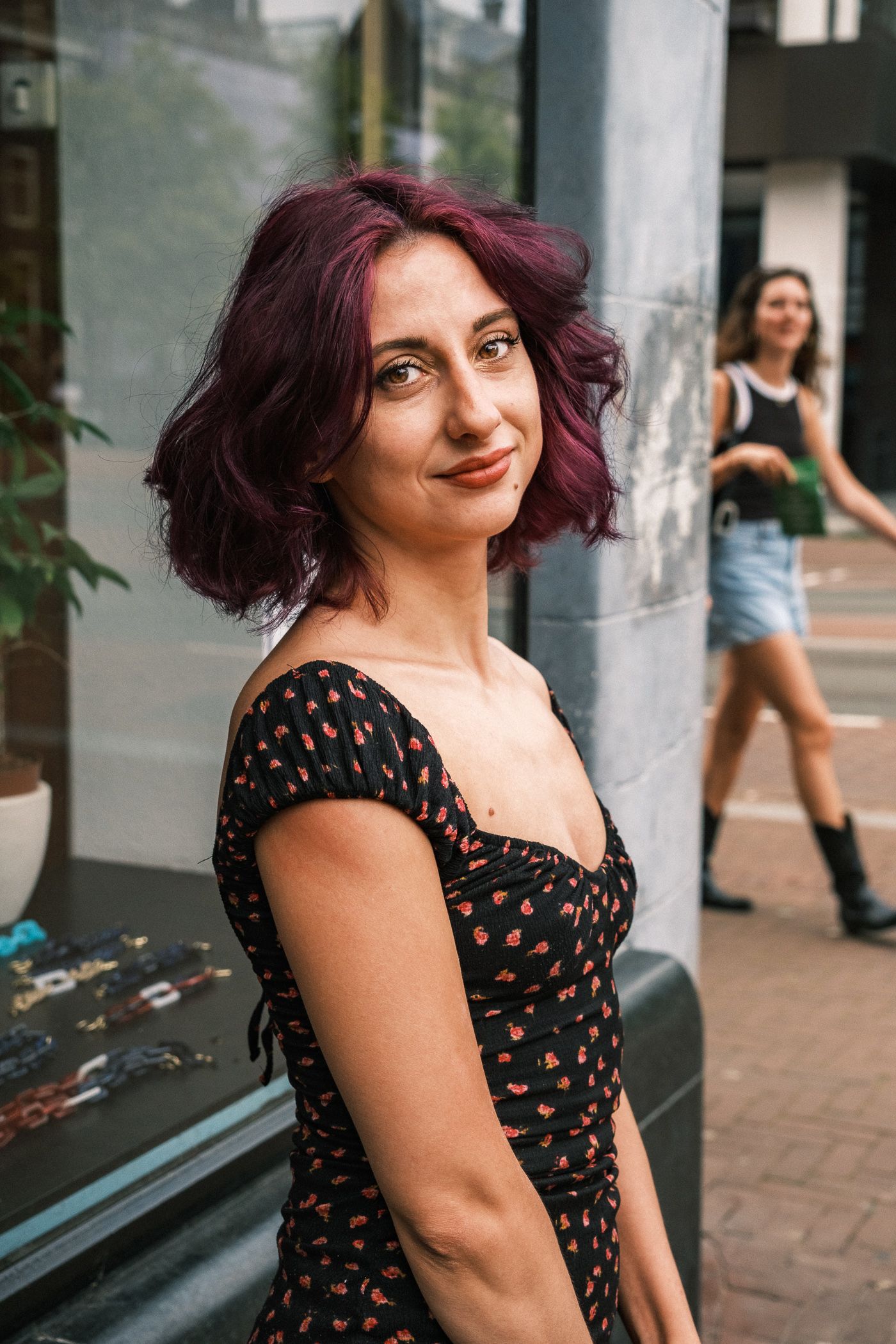 Street portrait photography in Amsterdam capturing a natural and authentic expression.